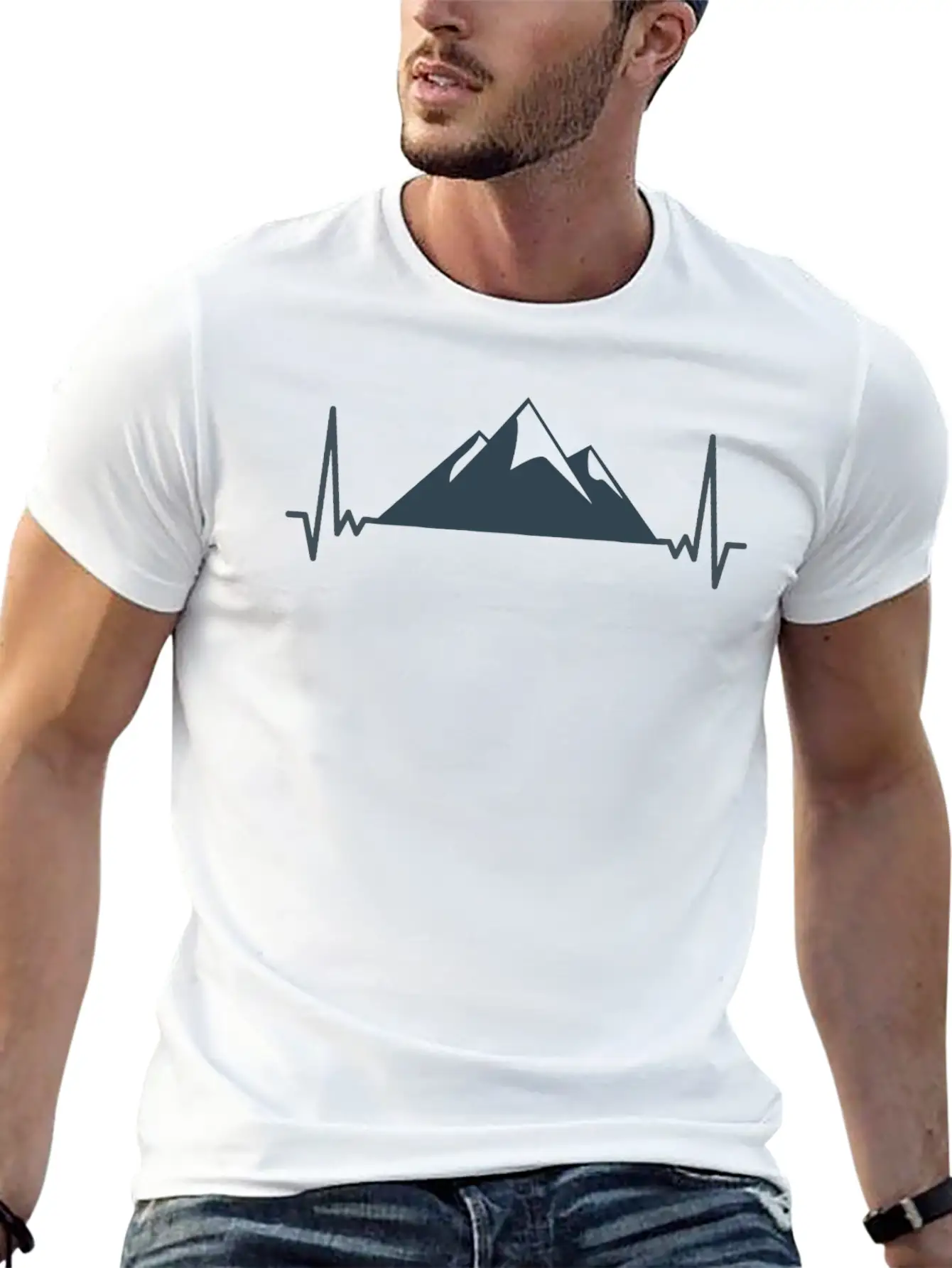 Heart Beat Mountain Mountains Nature Gift Idea Unisex Casual T-Shirt – Clean Design For Daily Comfort