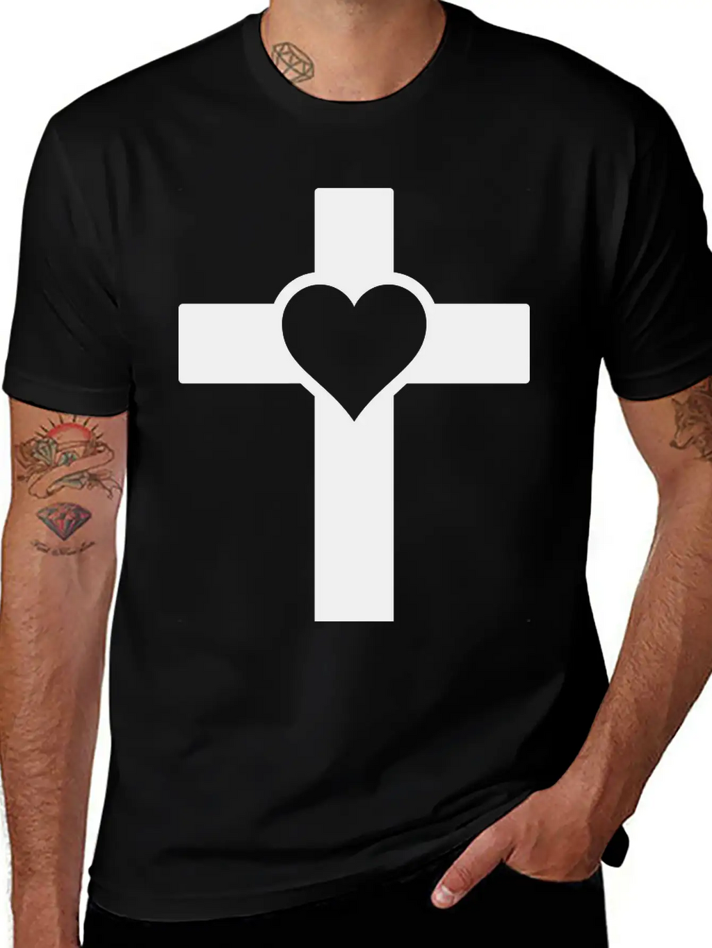 Heart Cross B Classic Fit Graphic Tee For Daily Comfort – Unisex Cotton Shirt