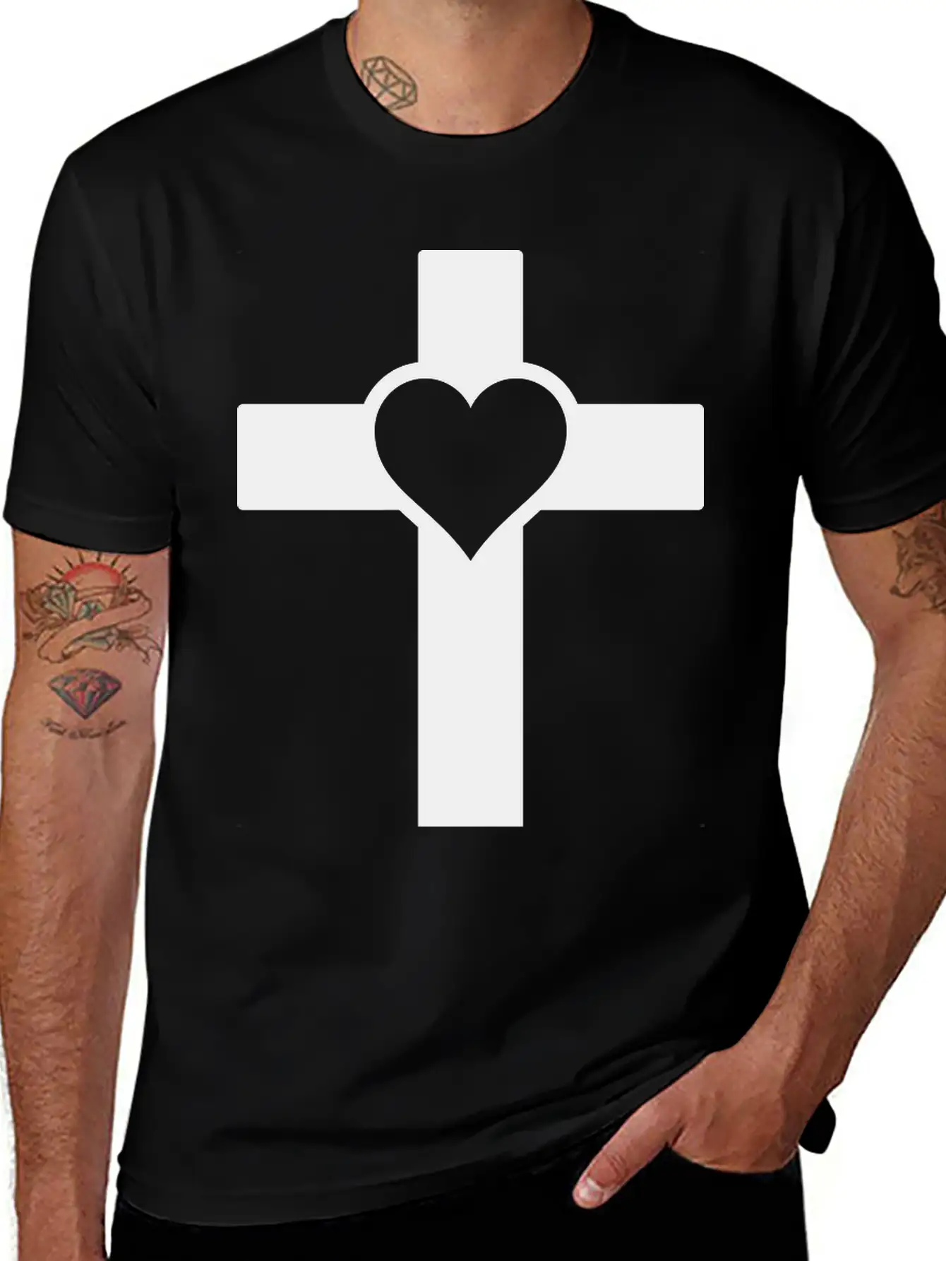 Heart Cross B Classic Fit Graphic Tee For Daily Comfort – Unisex Cotton Shirt