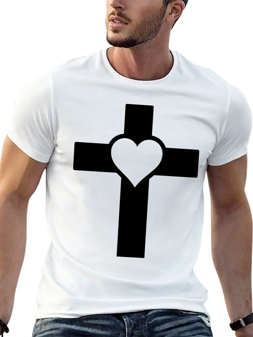 Heart Cross B Classic Fit Graphic Tee For Daily Comfort – Unisex Cotton Shirt