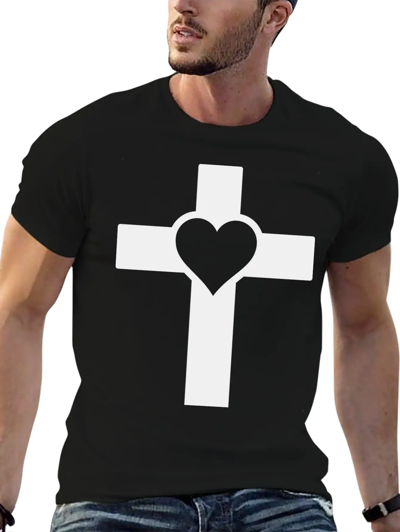 Heart Cross B Classic Fit Graphic Tee For Daily Comfort – Unisex Cotton Shirt