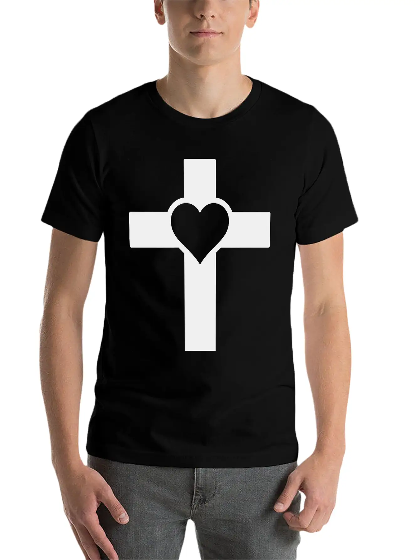 Heart Cross B Unisex Casual T-Shirt – Clean Design For Daily Comfort