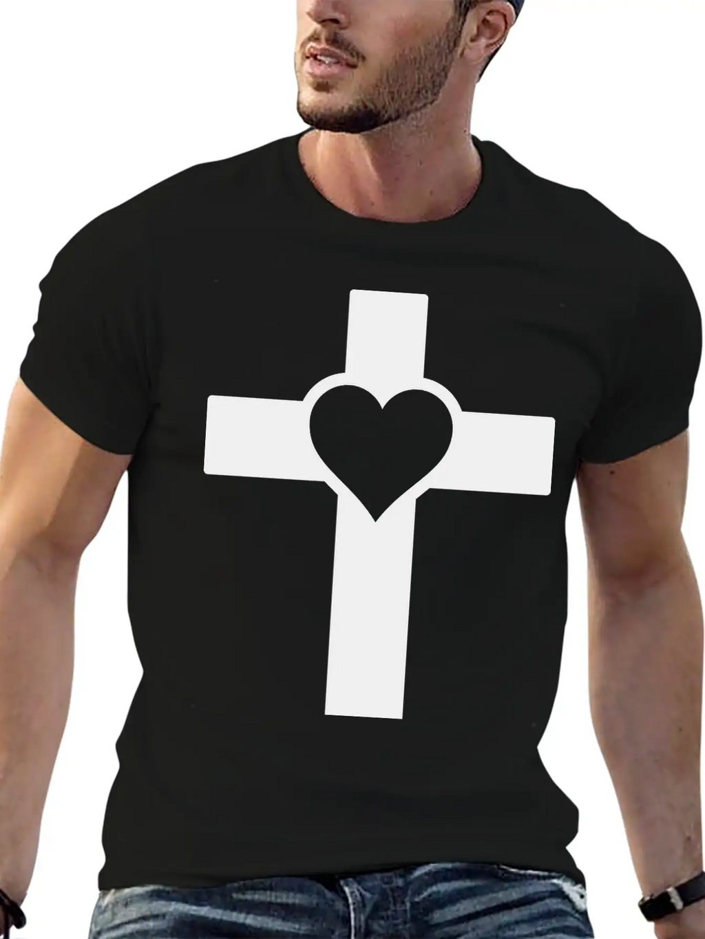 Heart Cross B Unisex Casual T-Shirt – Clean Design For Daily Comfort