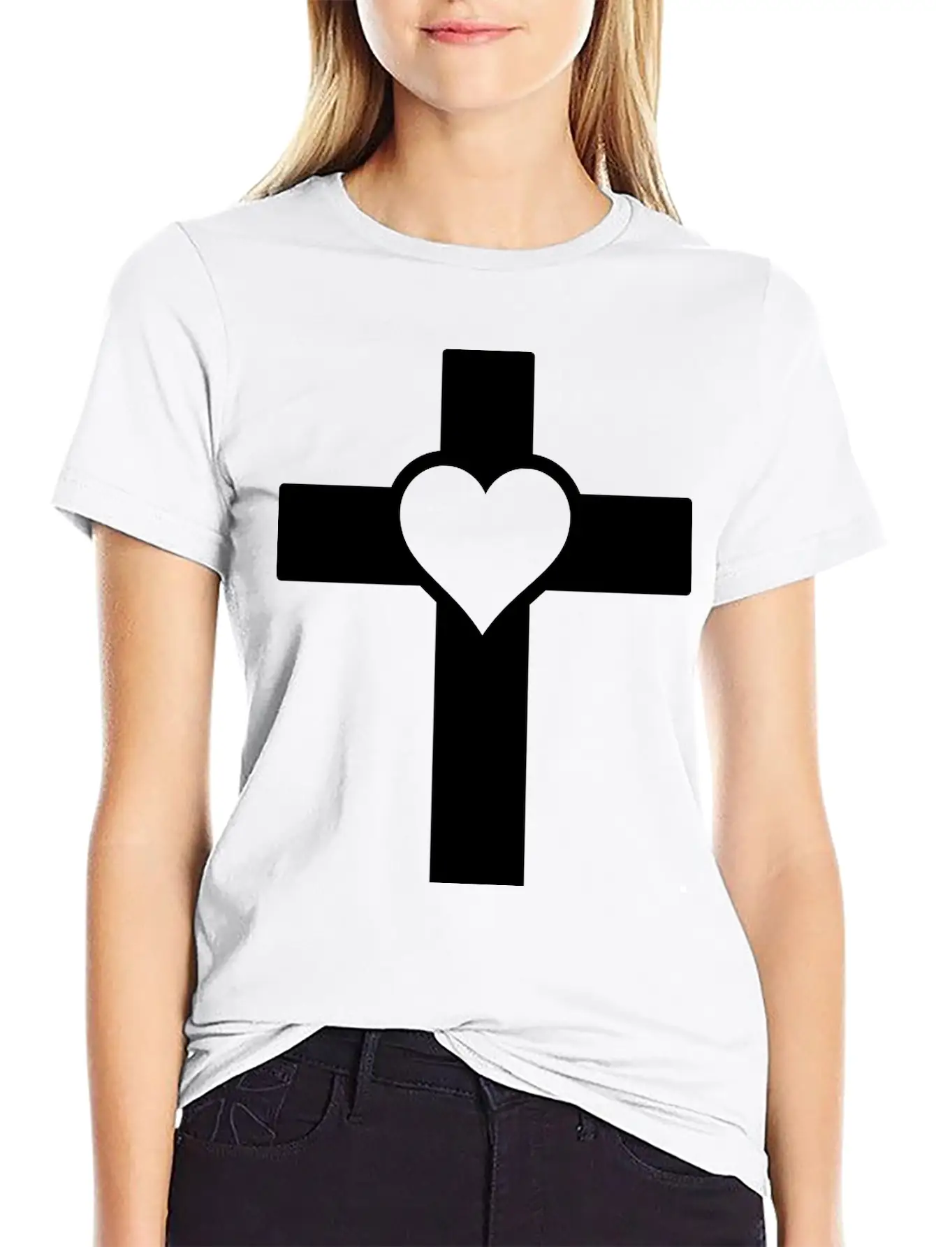 Heart Cross B Unisex Casual T-Shirt – Clean Design For Daily Comfort