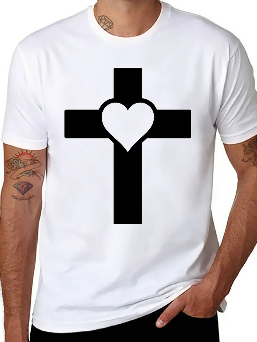 Heart Cross B Unisex Casual T-Shirt – Clean Design For Daily Comfort