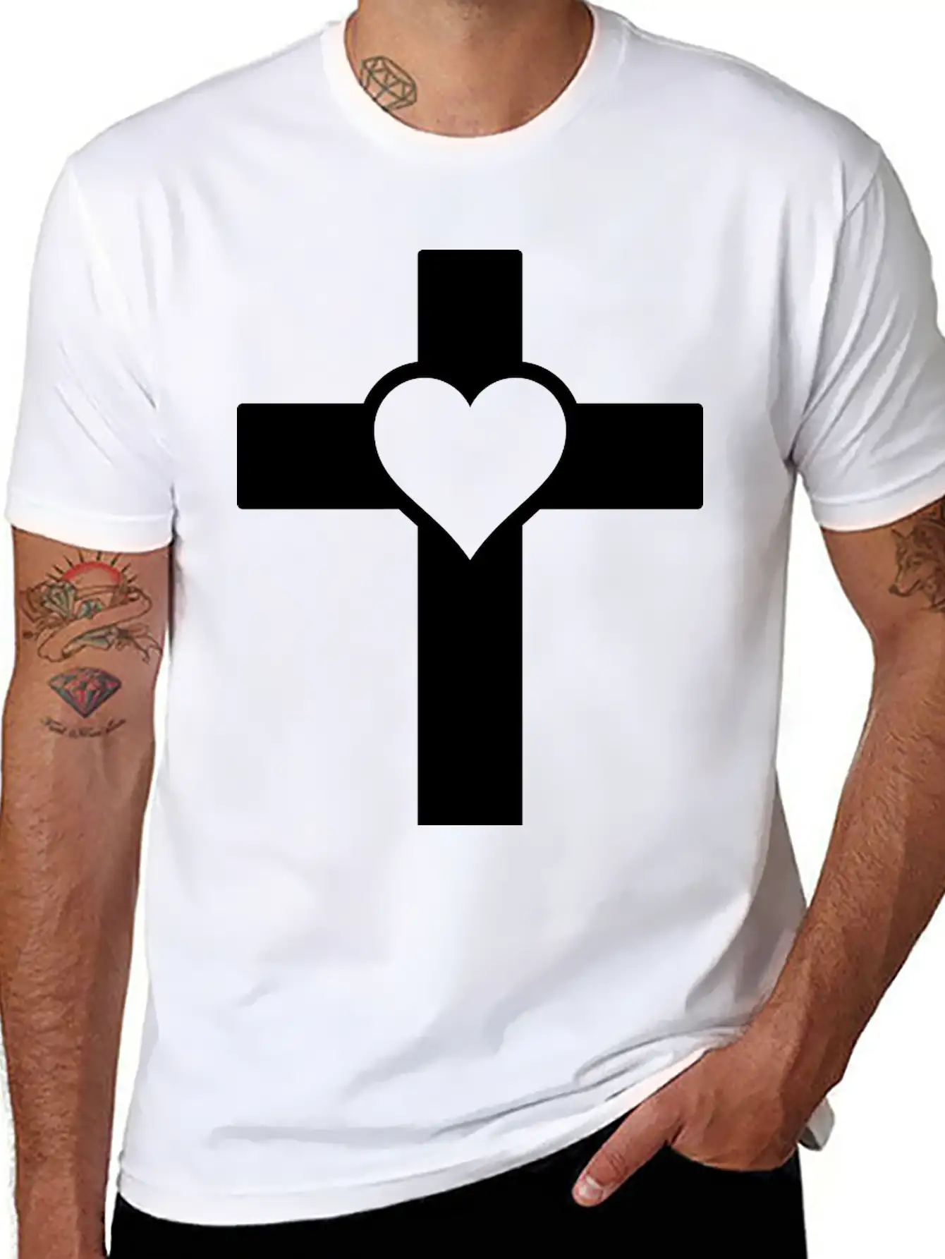 Heart Cross B Unisex Casual T-Shirt – Clean Design For Daily Comfort