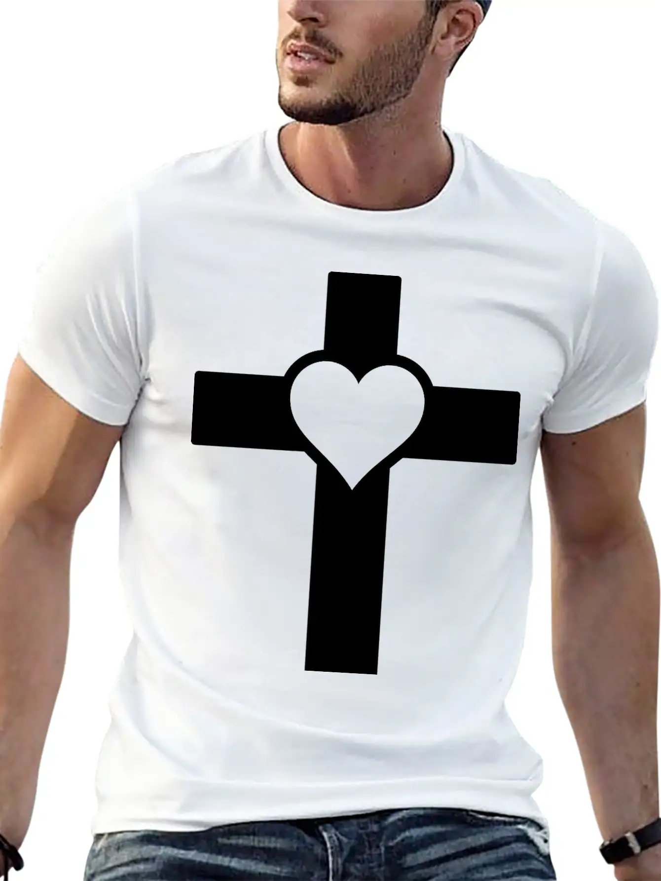 Heart Cross B Unisex Casual T-Shirt – Clean Design For Daily Comfort