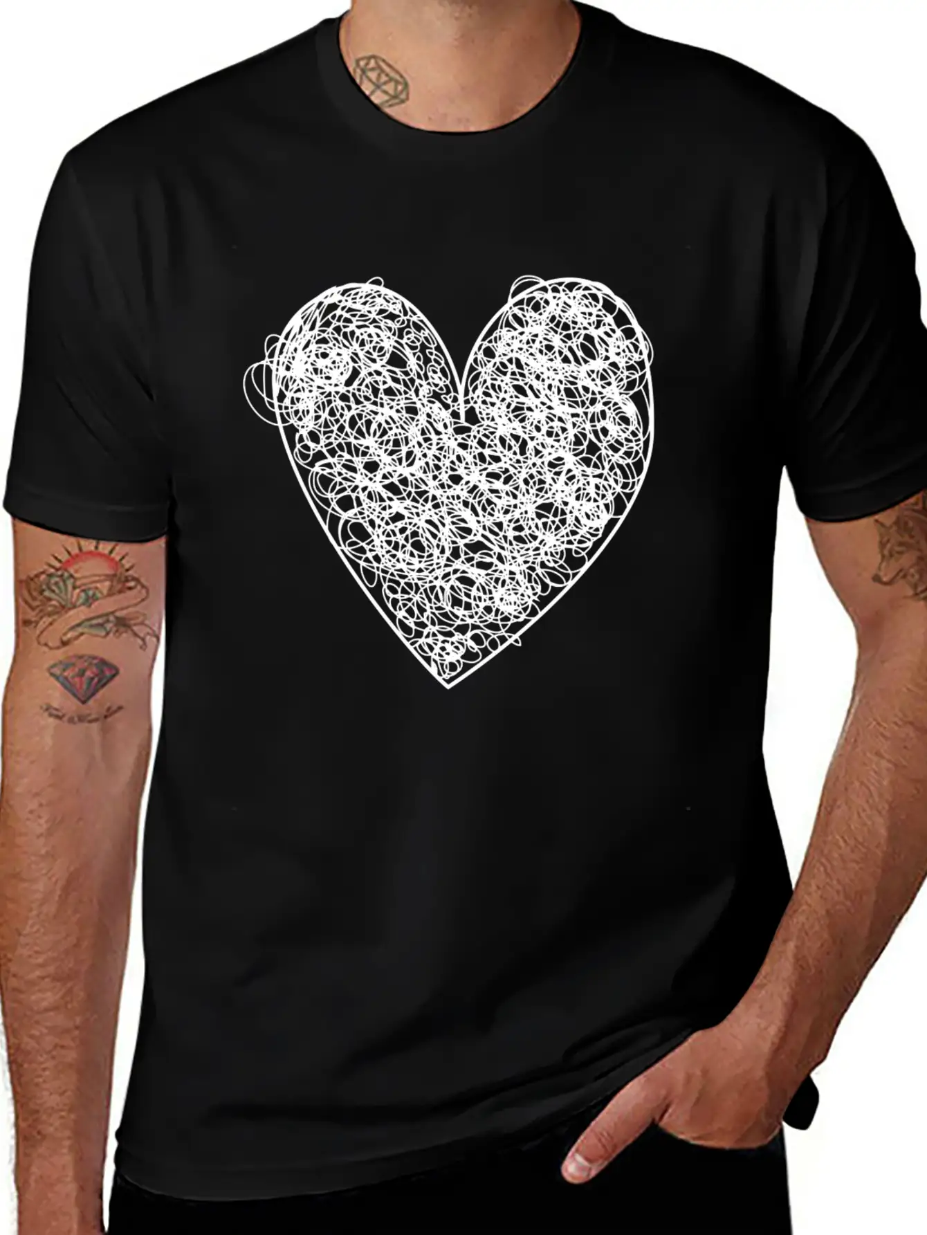 Heart Scribble Casual Graphic T-Shirt – Simple And Comfortable Daily Wear