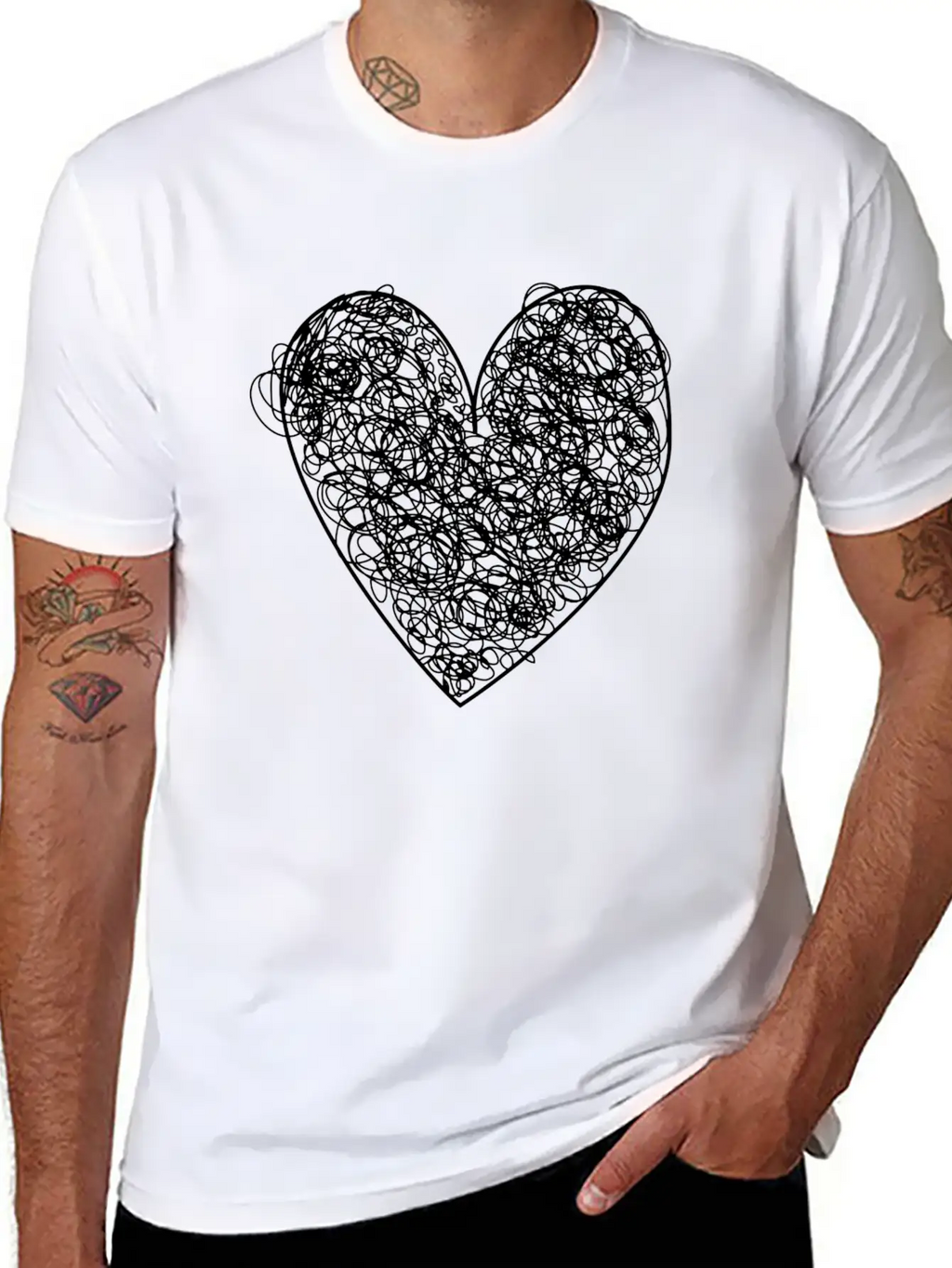 Heart Scribble Casual Graphic T-Shirt – Simple And Comfortable Daily Wear