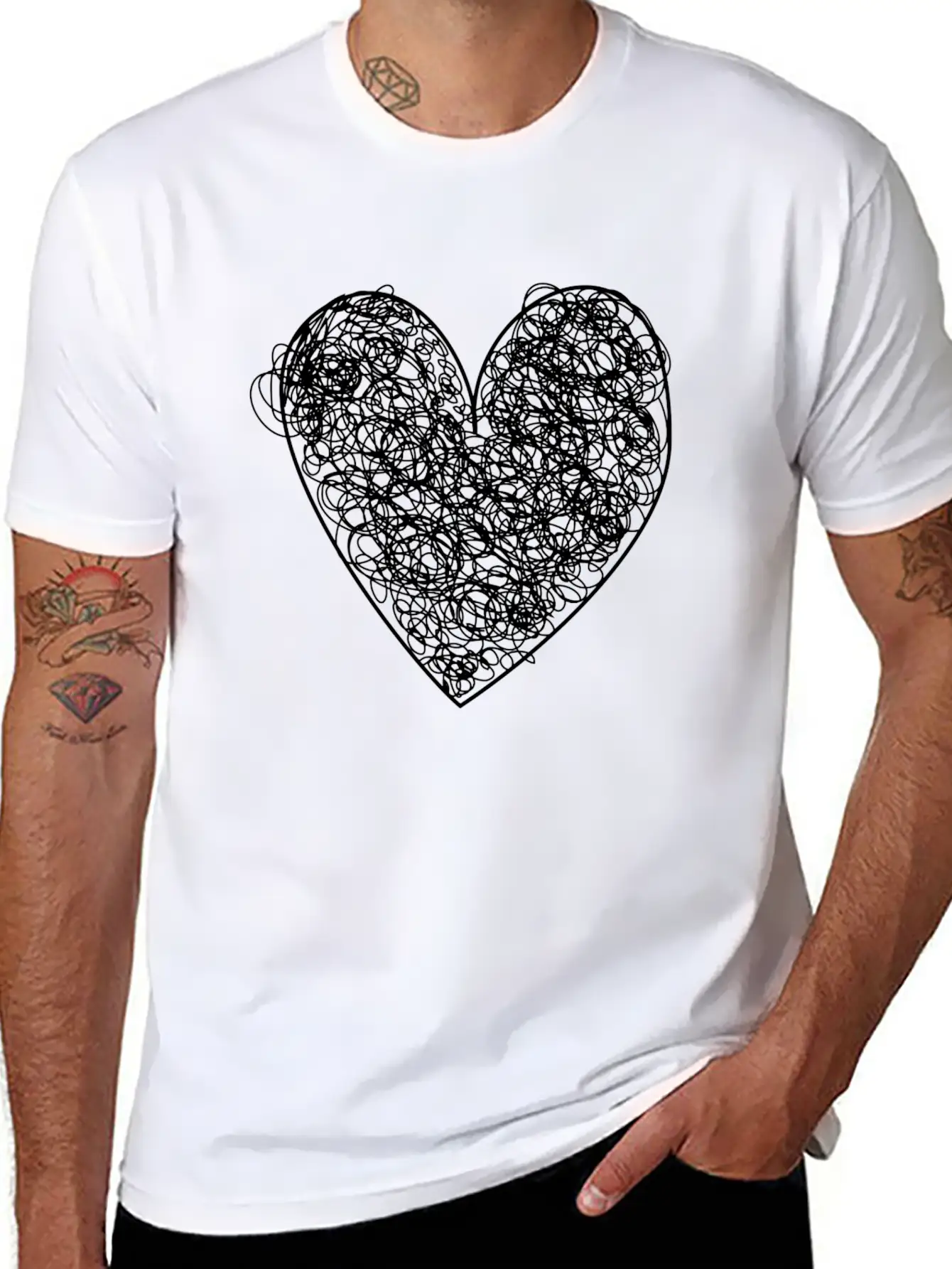 Heart Scribble Casual Graphic T-Shirt – Simple And Comfortable Daily Wear