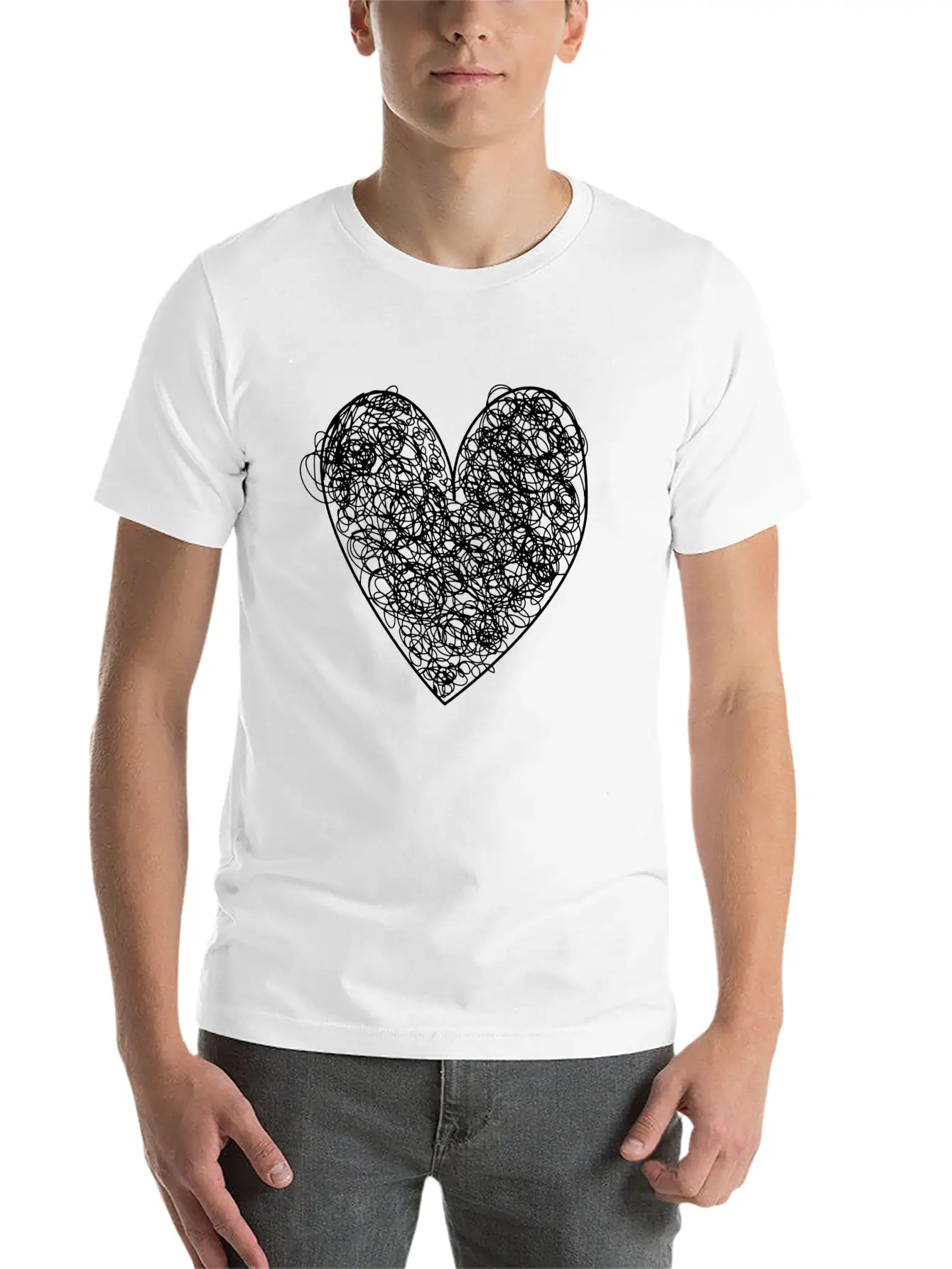 Heart Scribble Casual Graphic T-Shirt – Simple And Comfortable Daily Wear