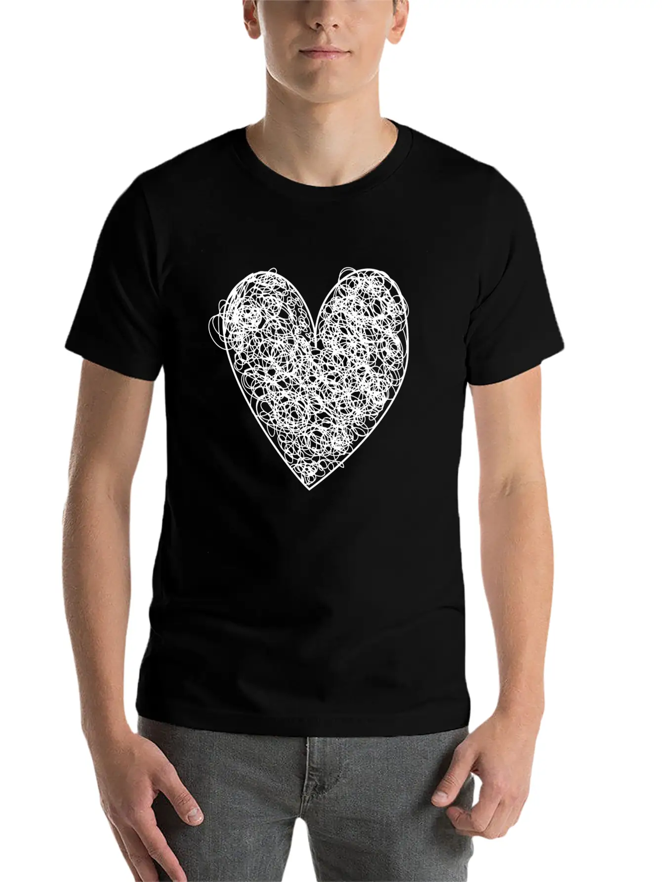Heart Scribble Casual Graphic T-Shirt – Simple And Comfortable Daily Wear