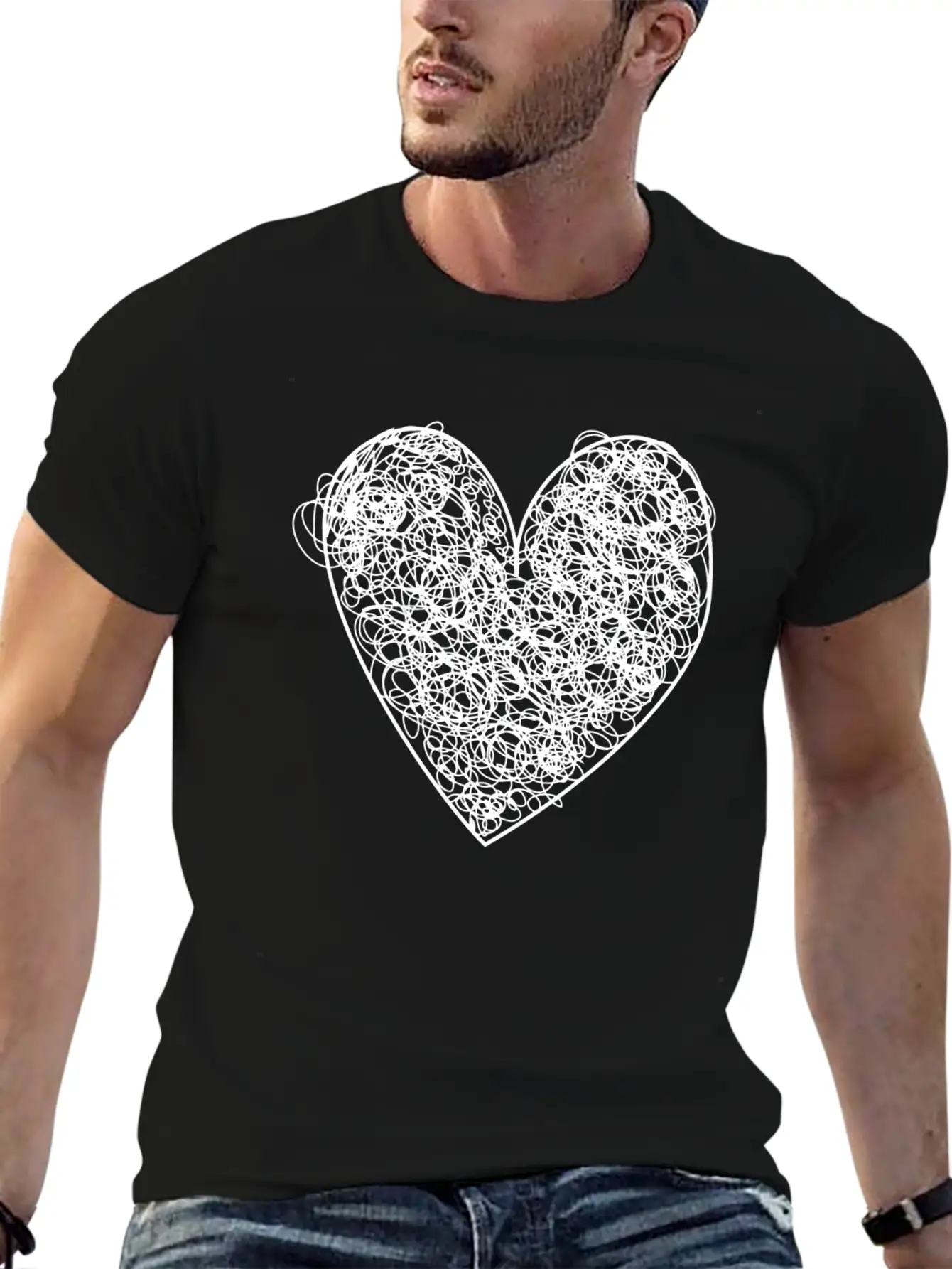 Heart Scribble Casual Graphic T-Shirt – Simple And Comfortable Daily Wear