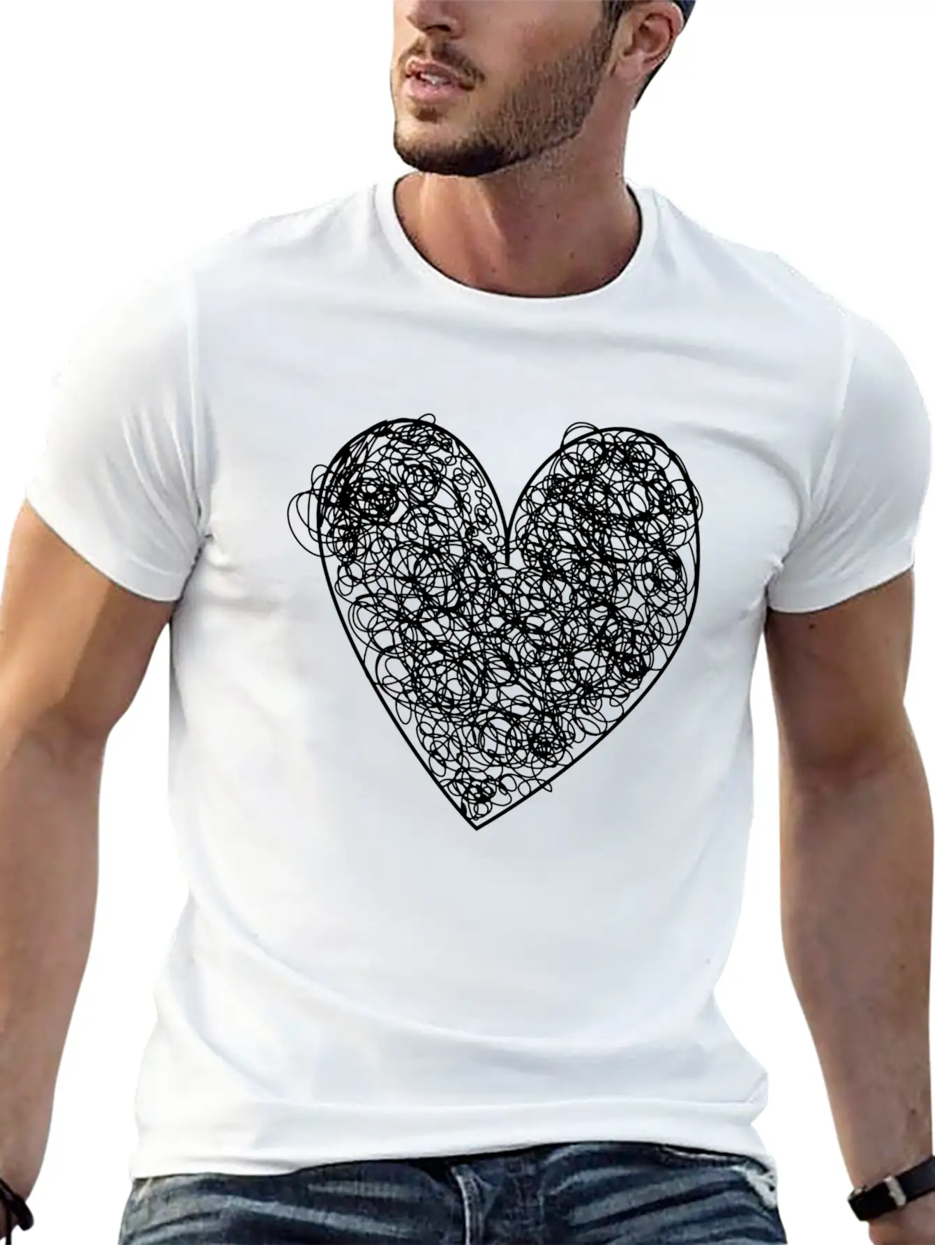 Heart Scribble Casual Graphic T-Shirt – Simple And Comfortable Daily Wear