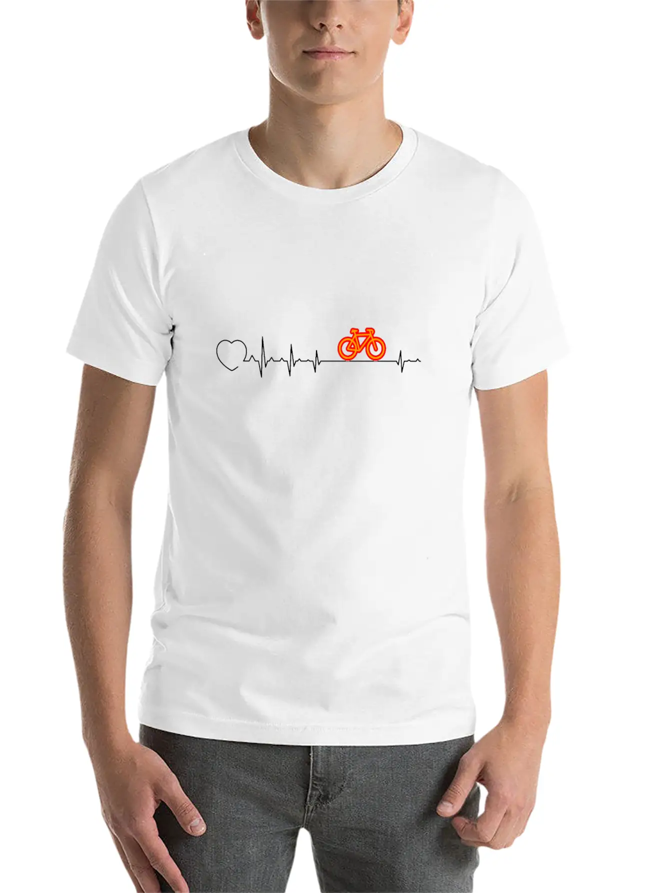 Heartbeat Bike, BMX, Cycling, Cycle Breathable Soft Cotton T-Shirt – Timeless Casual Look