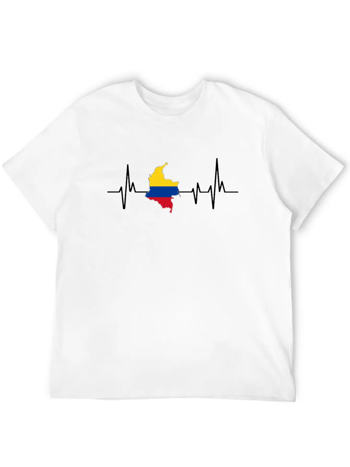 Heartbeat Design Colombian Flag Colombia Unisex Casual T-Shirt – Clean Design For Daily Comfort