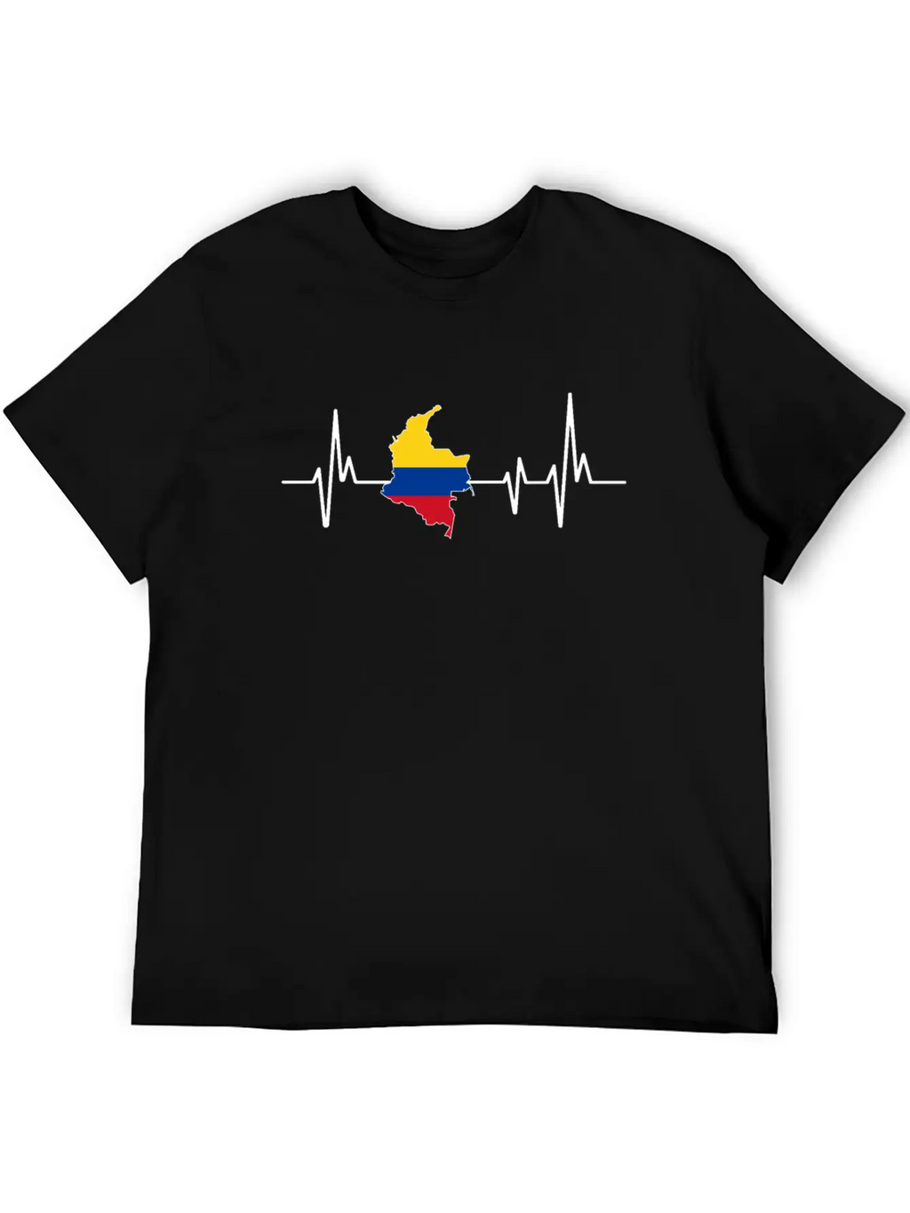 Heartbeat Design Colombian Flag Colombia Unisex Casual T-Shirt – Clean Design For Daily Comfort