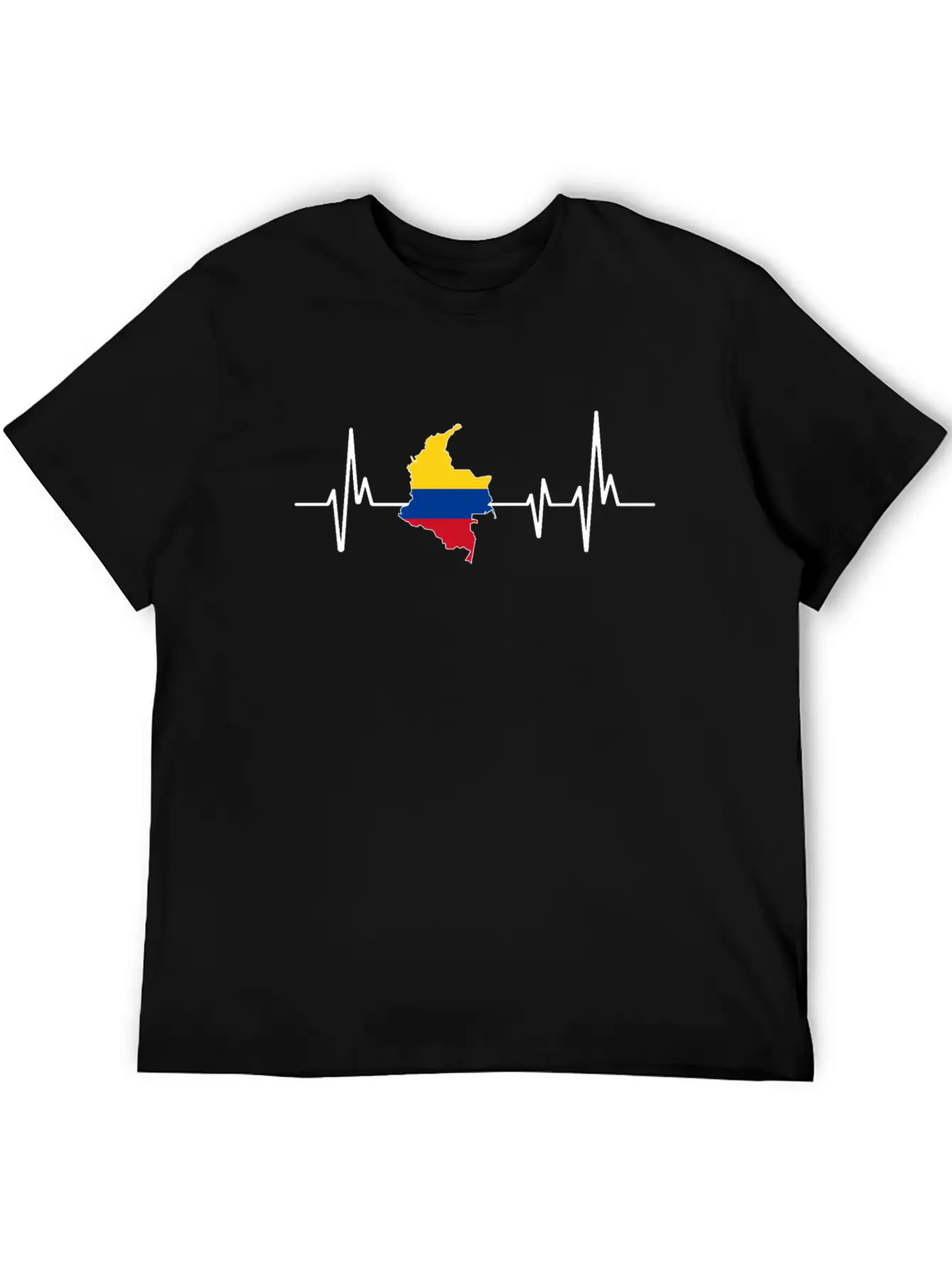 Heartbeat Design Colombian Flag Colombia Unisex Casual T-Shirt – Clean Design For Daily Comfort