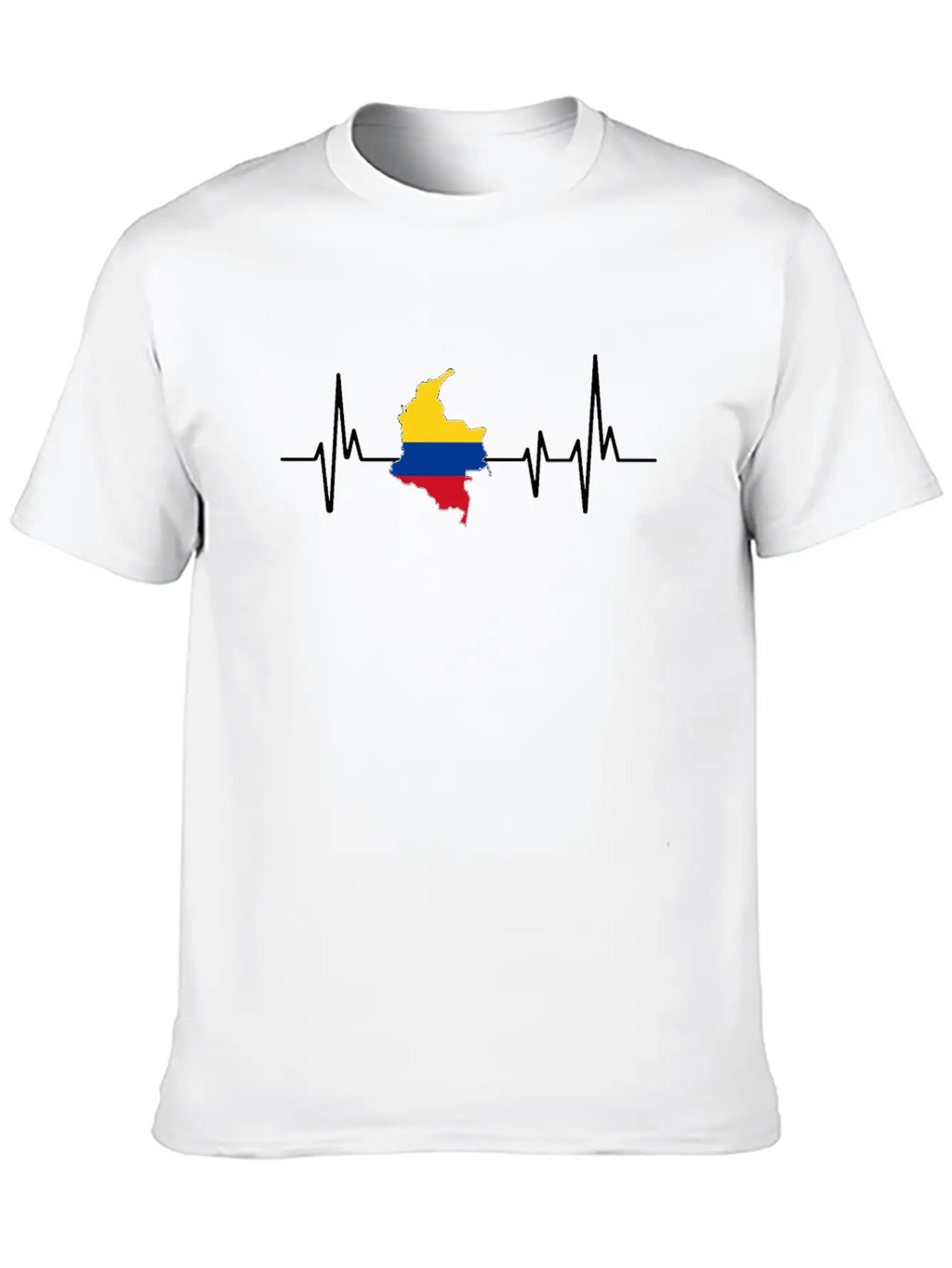 Heartbeat Design Colombian Flag Colombia Unisex Casual T-Shirt – Clean Design For Daily Comfort