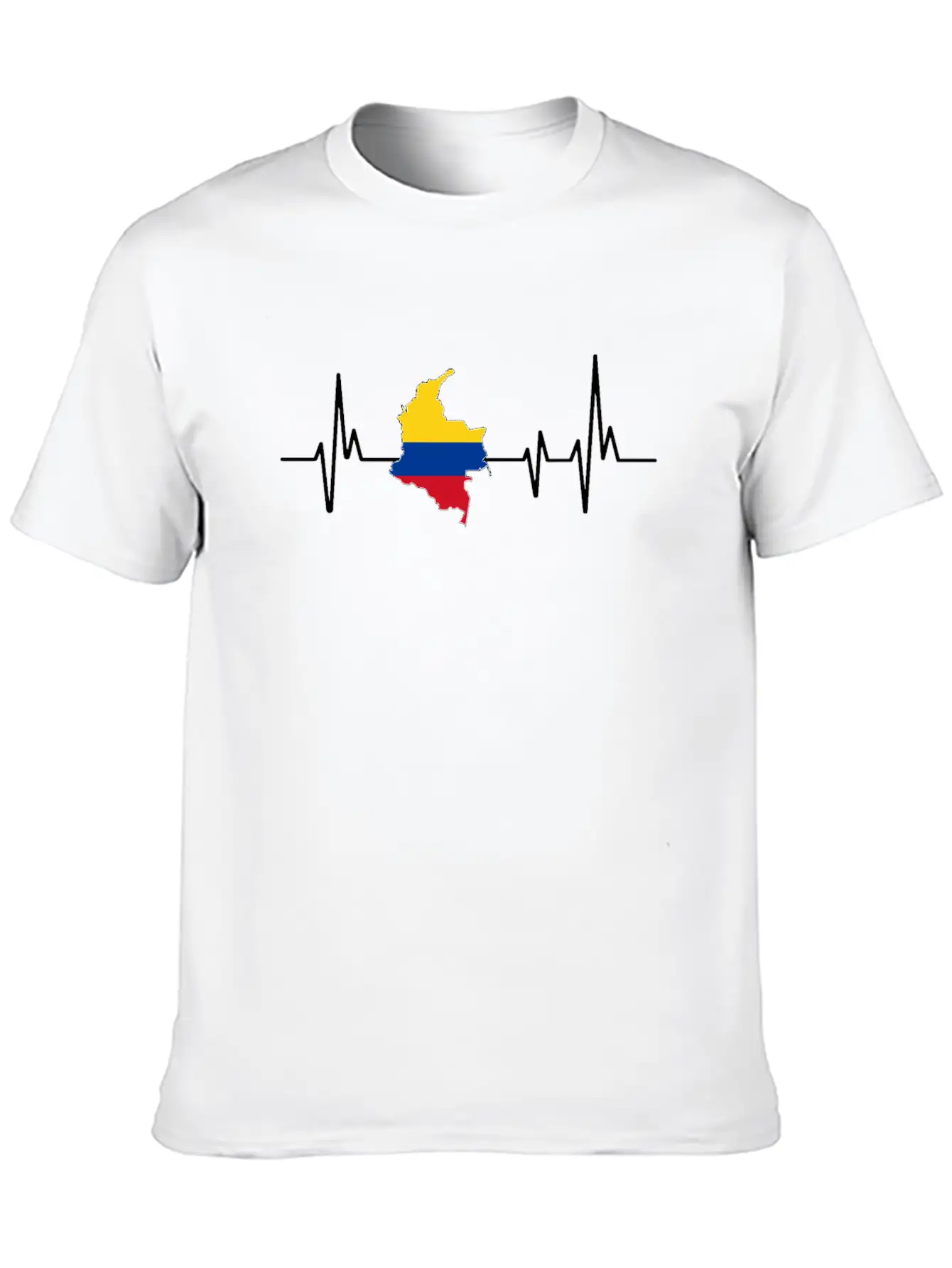 Heartbeat Design Colombian Flag Colombia Unisex Casual T-Shirt – Clean Design For Daily Comfort