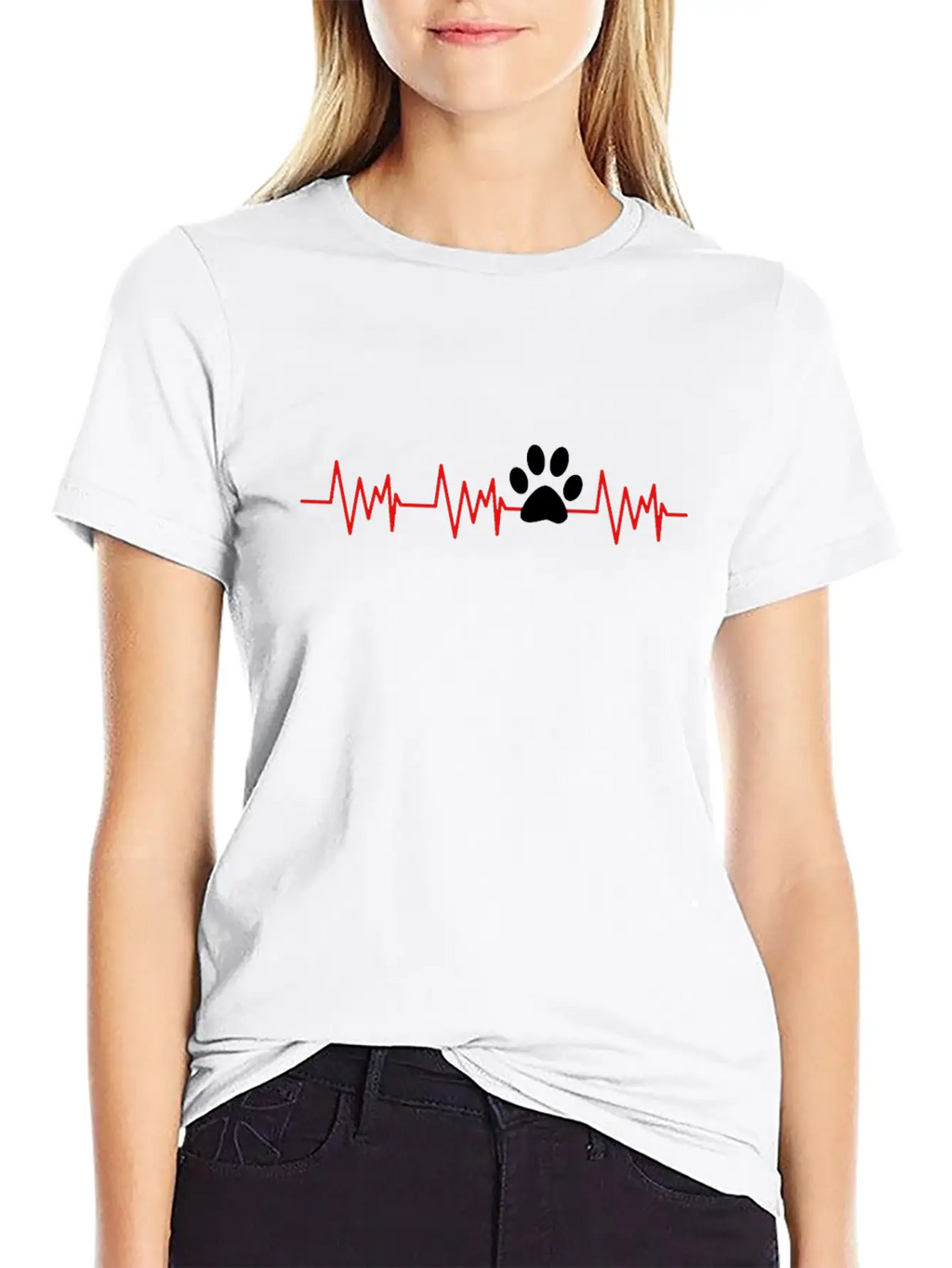 Heartbeat Dog Paw For Dog Owner Unisex Short Sleeve Soft Cotton T-Shirt – Casual Everyday Wear