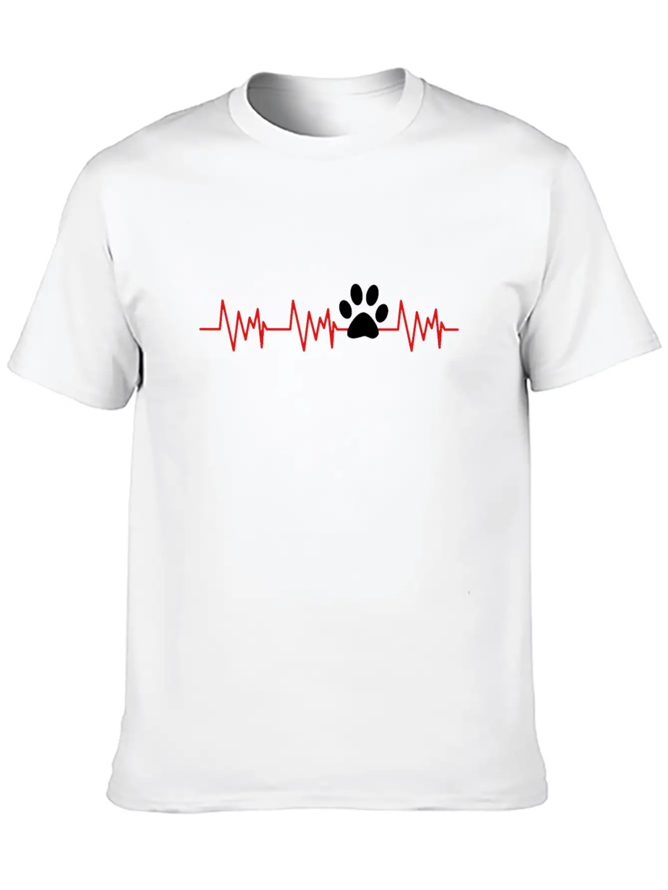 Heartbeat Dog Paw For Dog Owner Unisex Short Sleeve Soft Cotton T-Shirt – Casual Everyday Wear