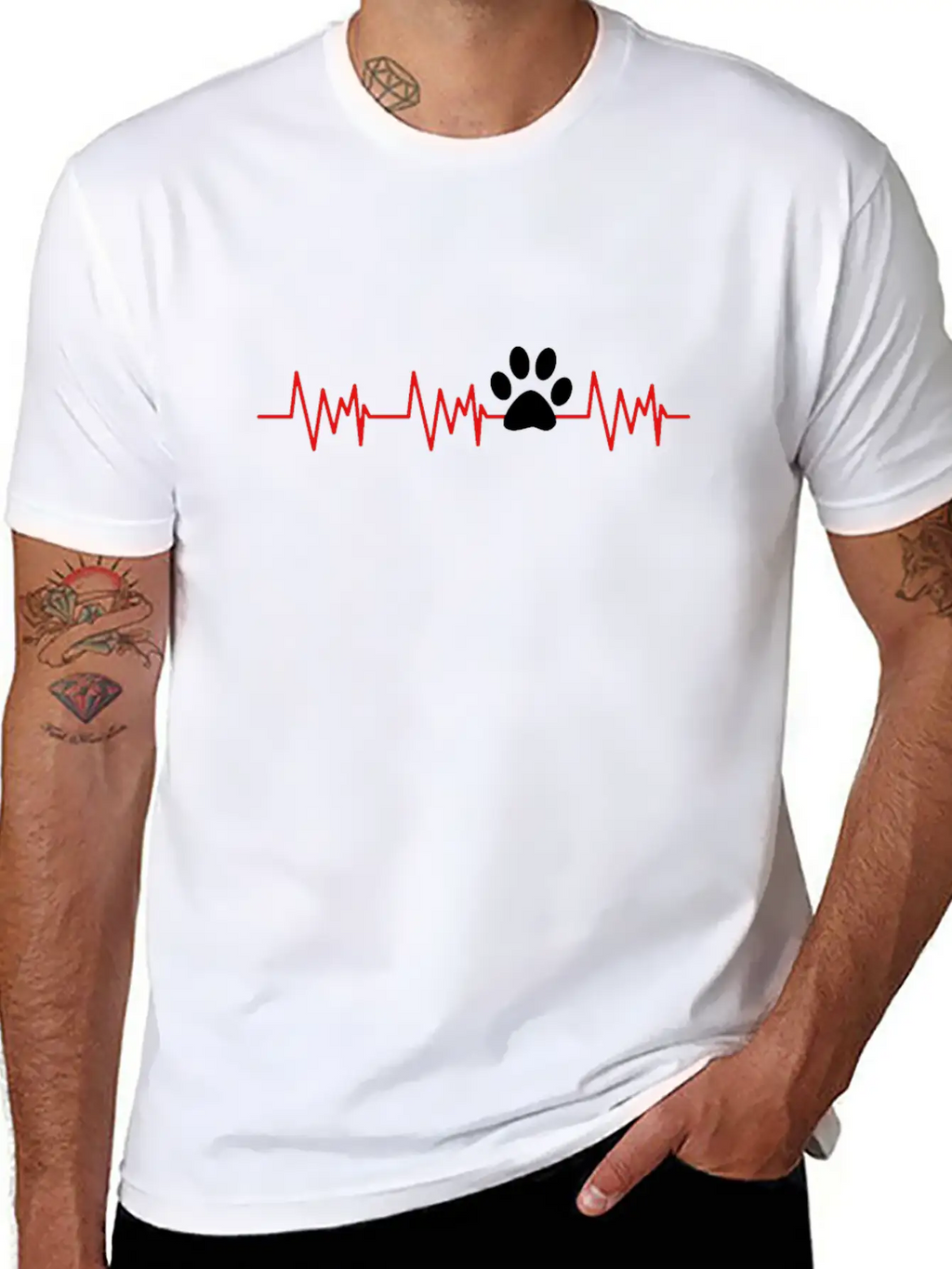 Heartbeat Dog Paw For Dog Owner Unisex Short Sleeve Soft Cotton T-Shirt – Casual Everyday Wear