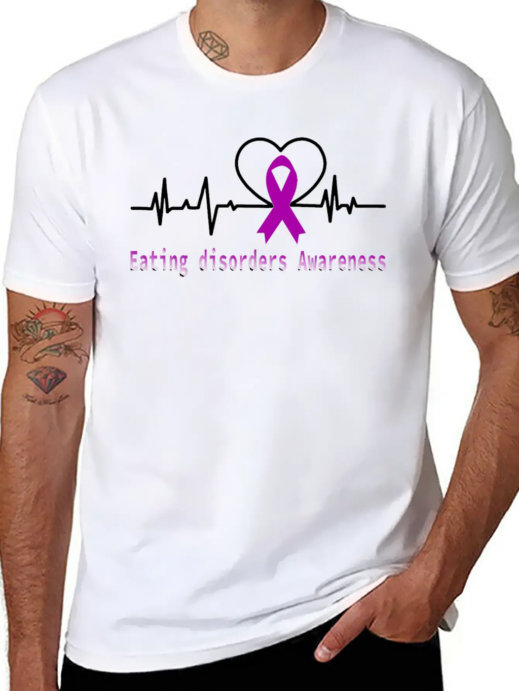 Heartbeat Eating Disorders Awareness / Eating Diso Essential Cotton Tee For Daily Outfits – Unisex Style