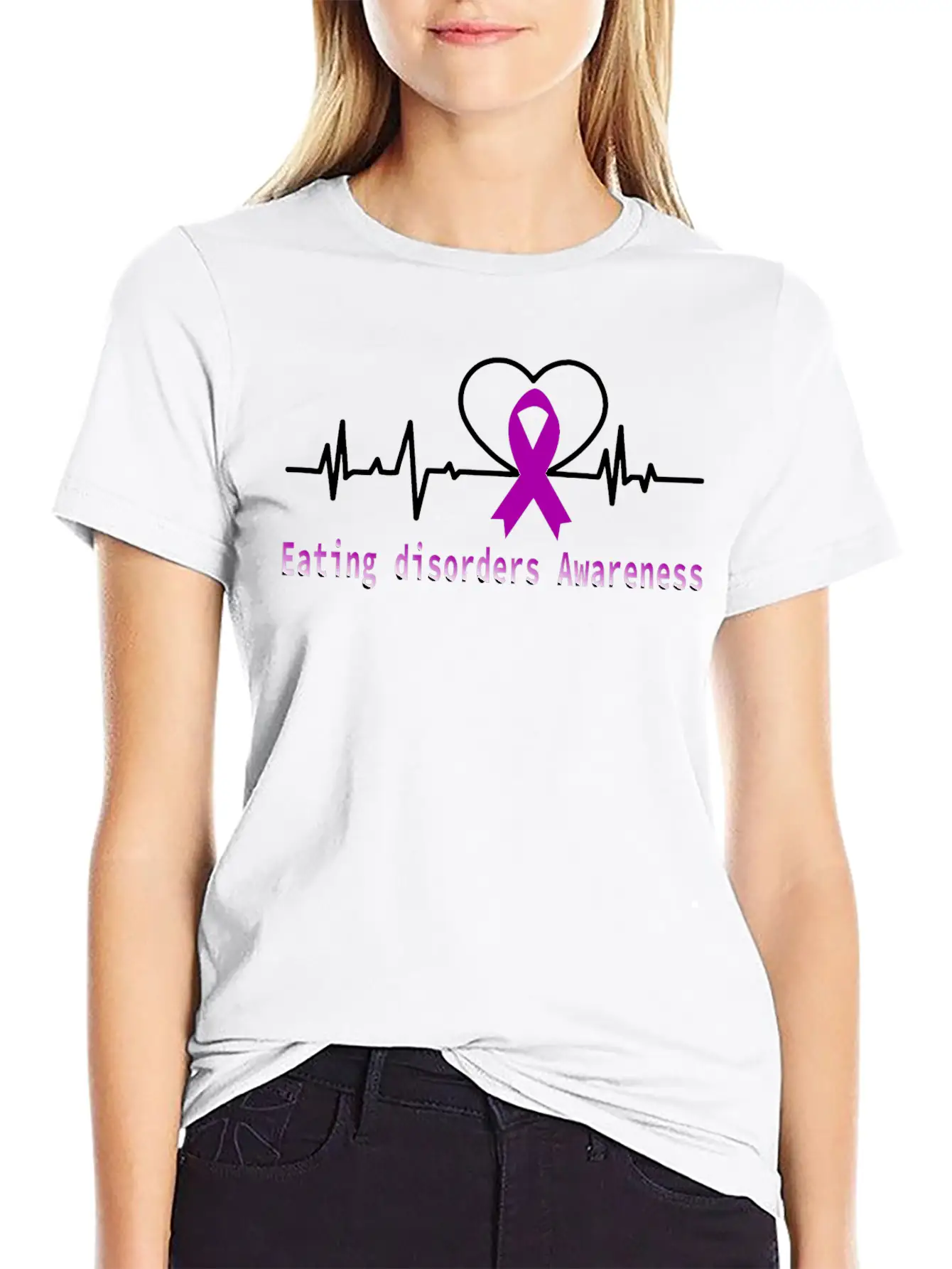 Heartbeat Eating Disorders Awareness / Eating Diso Essential Cotton Tee For Daily Outfits – Unisex Style