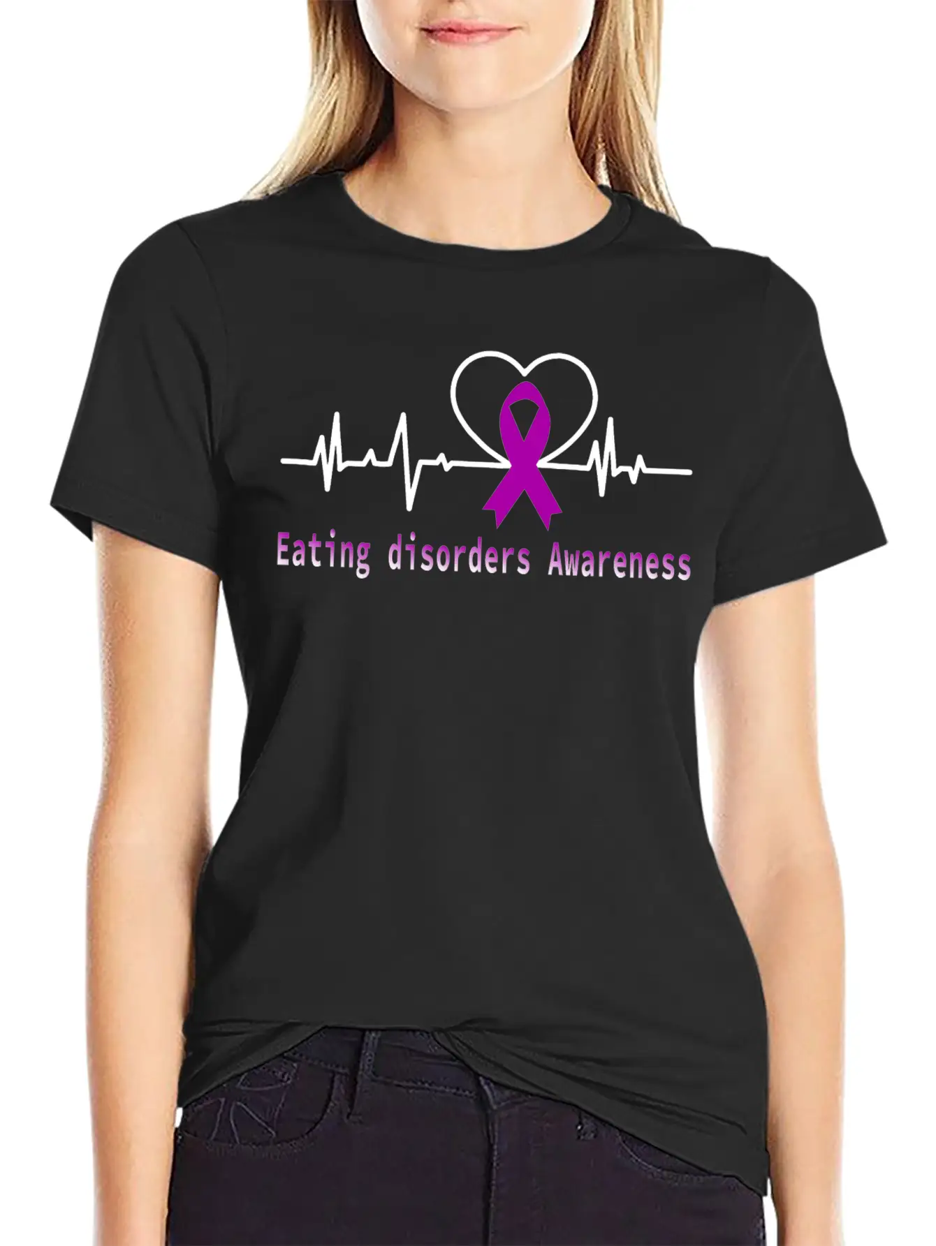 Heartbeat Eating Disorders Awareness / Eating Diso Essential Cotton Tee For Daily Outfits – Unisex Style