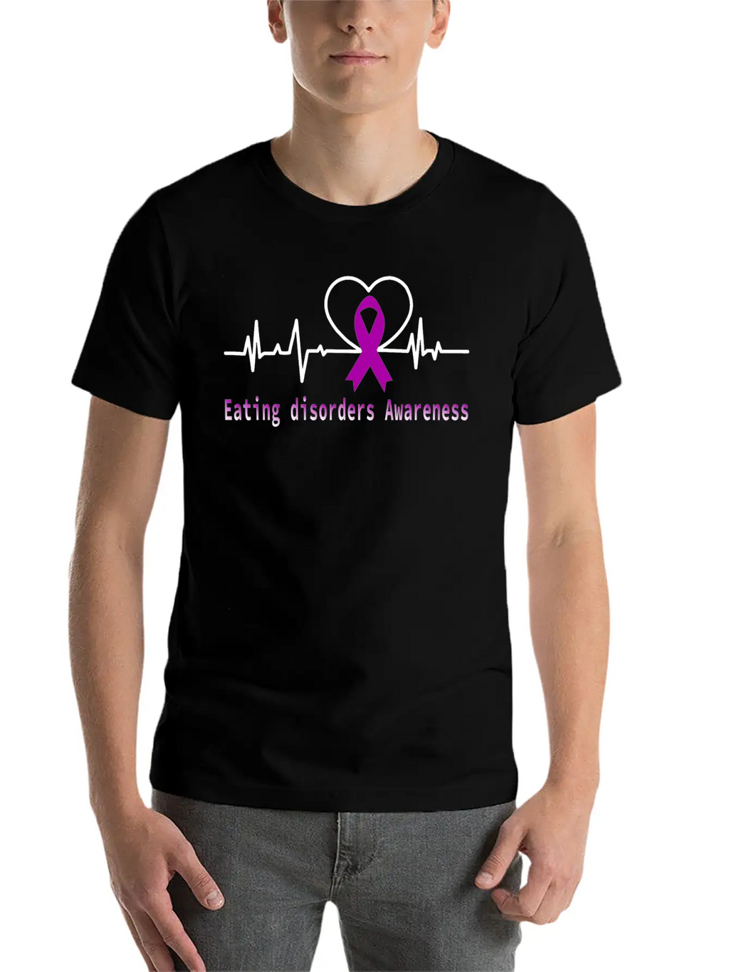 Heartbeat Eating Disorders Awareness / Eating Diso Essential Cotton Tee For Daily Outfits – Unisex Style