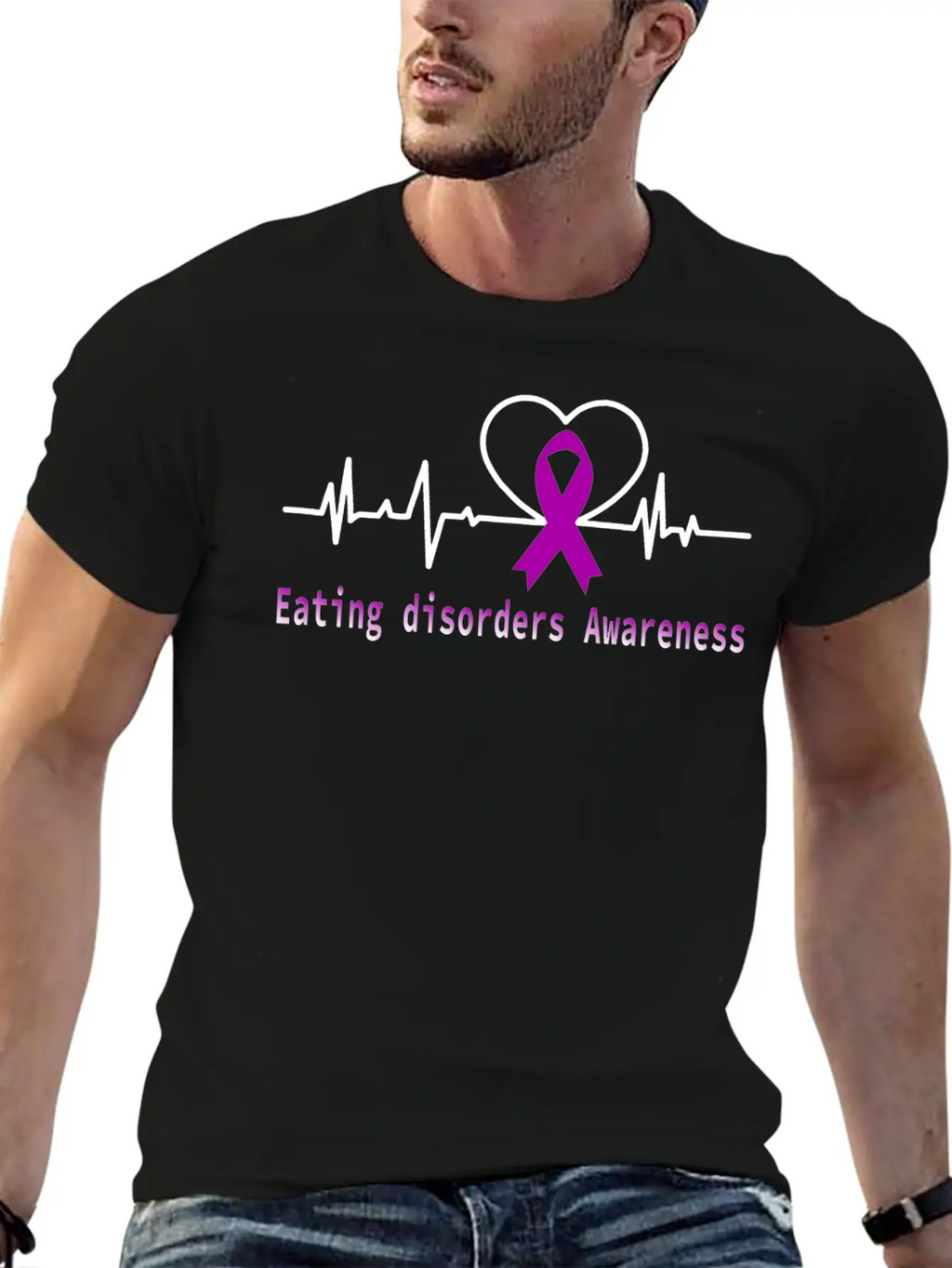 Heartbeat Eating Disorders Awareness / Eating Diso Essential Cotton Tee For Daily Outfits – Unisex Style