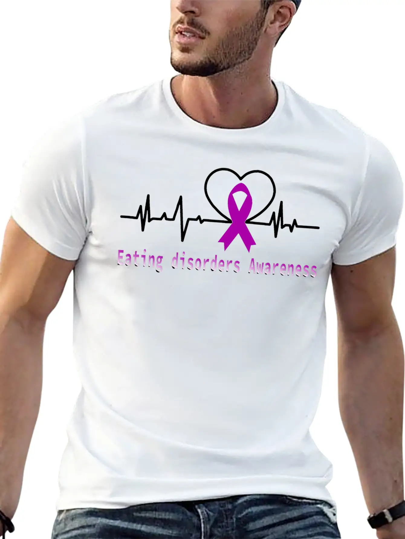 Heartbeat Eating Disorders Awareness / Eating Diso Essential Cotton Tee For Daily Outfits – Unisex Style