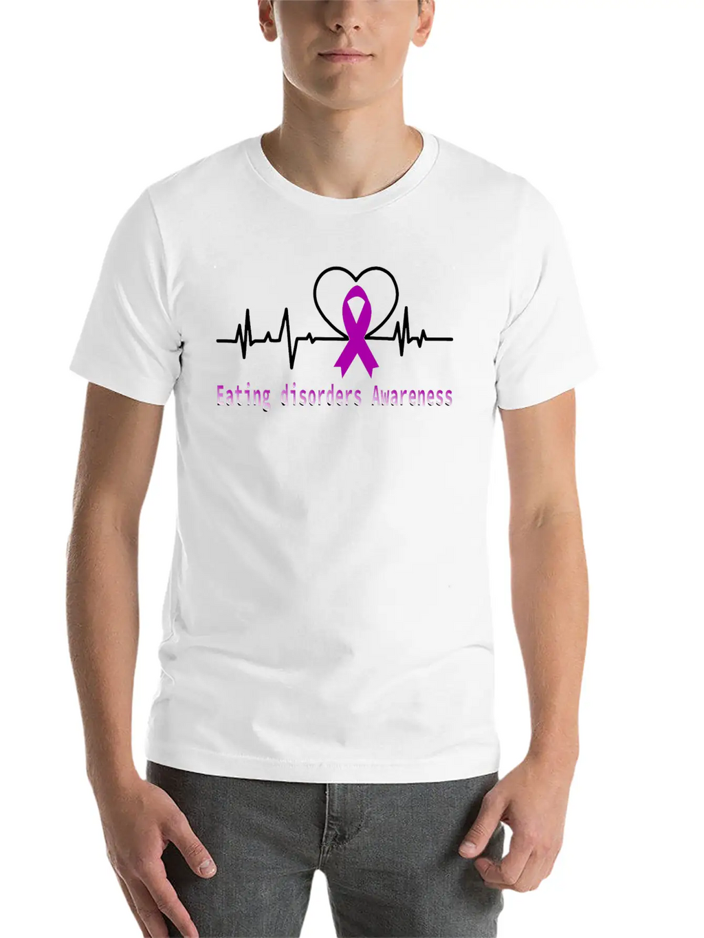 Heartbeat Eating Disorders Awareness / Eating Diso Essential Cotton Tee For Daily Outfits – Unisex Style