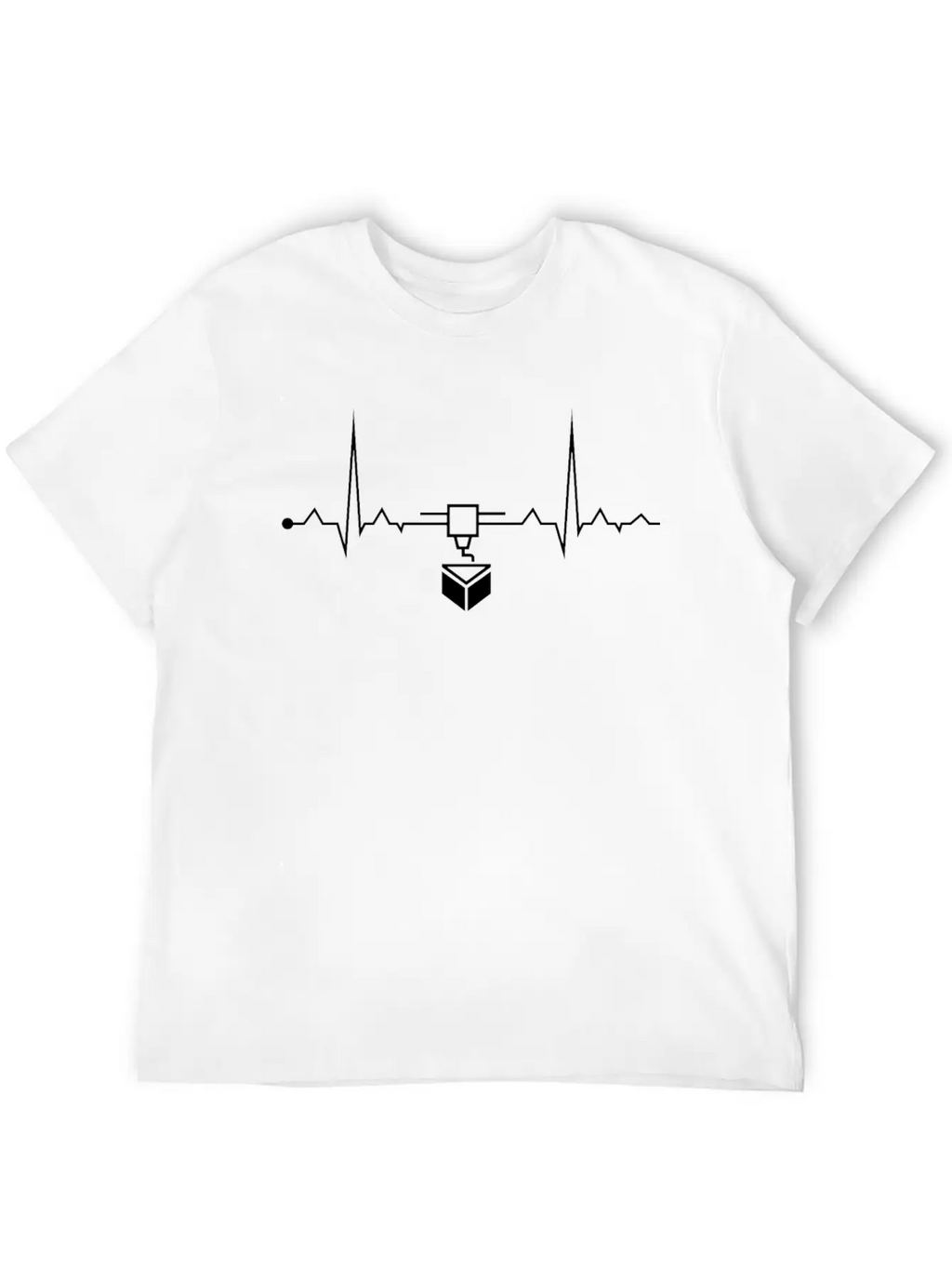 Heartbeat EKG 3D Printer Unisex Short Sleeve Soft Cotton T-Shirt – Casual Everyday Wear
