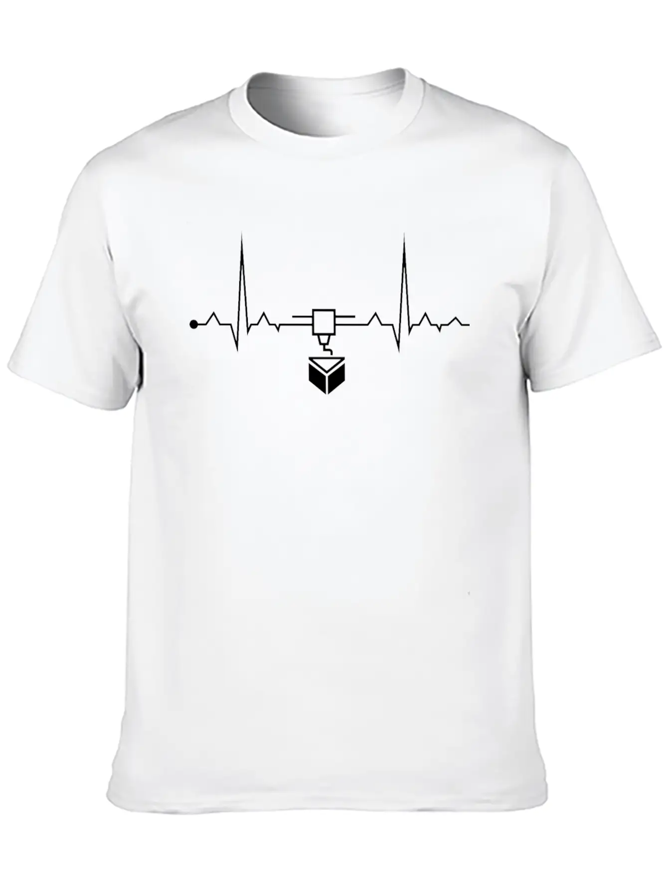 Heartbeat EKG 3D Printer Unisex Short Sleeve Soft Cotton T-Shirt – Casual Everyday Wear