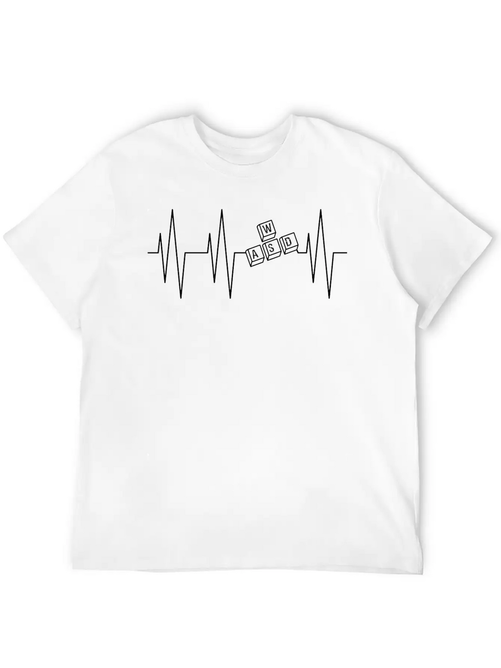 Heartbeat Gamer WASD Keyboard Black Stylish Everyday T-Shirt – Unisex Basic Cotton Tee