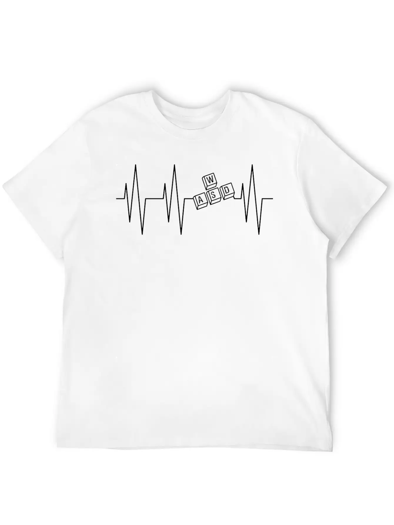 Heartbeat Gamer WASD Keyboard Black Stylish Everyday T-Shirt – Unisex Basic Cotton Tee