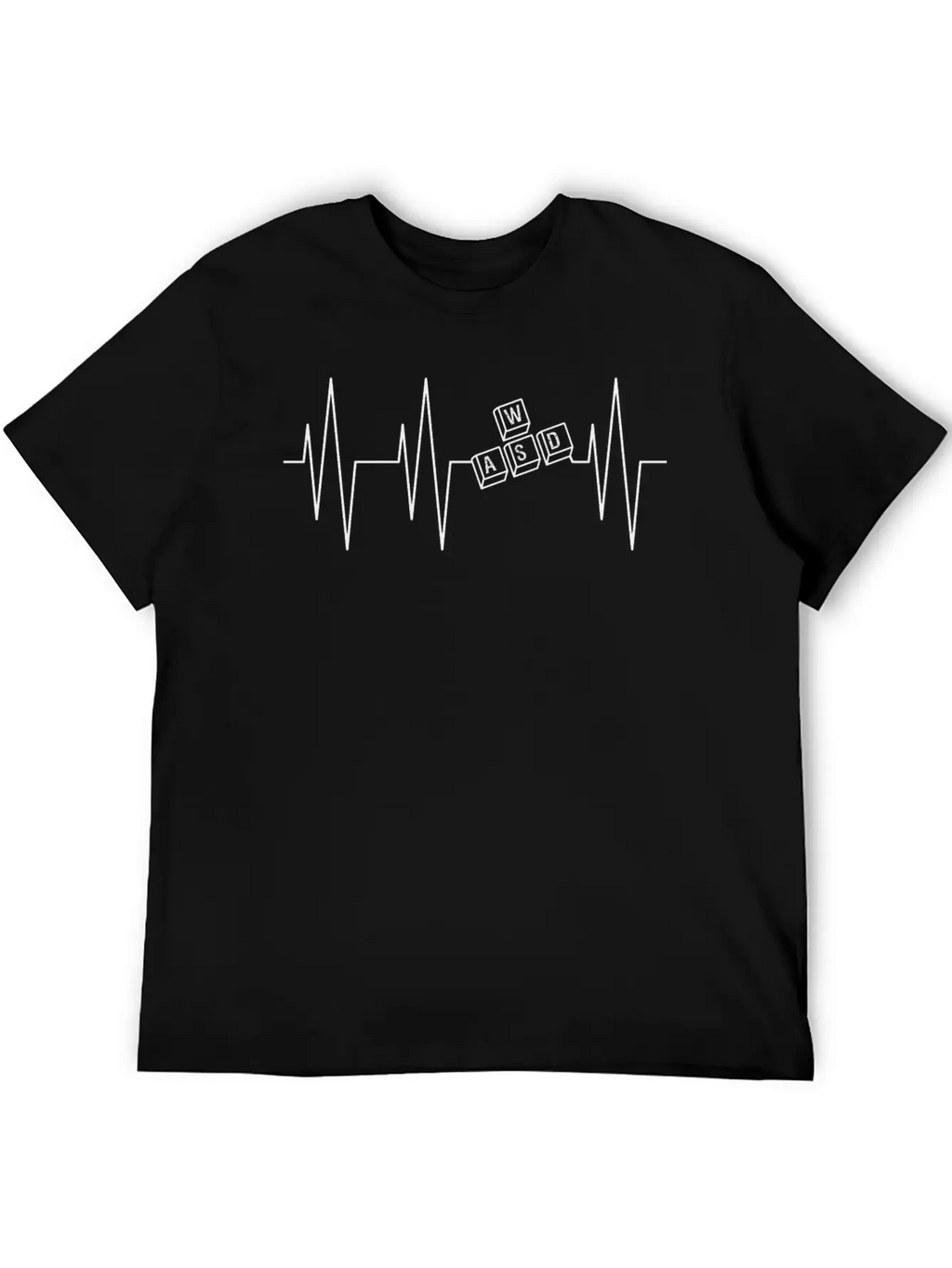 Heartbeat Gamer WASD Keyboard Black Stylish Everyday T-Shirt – Unisex Basic Cotton Tee