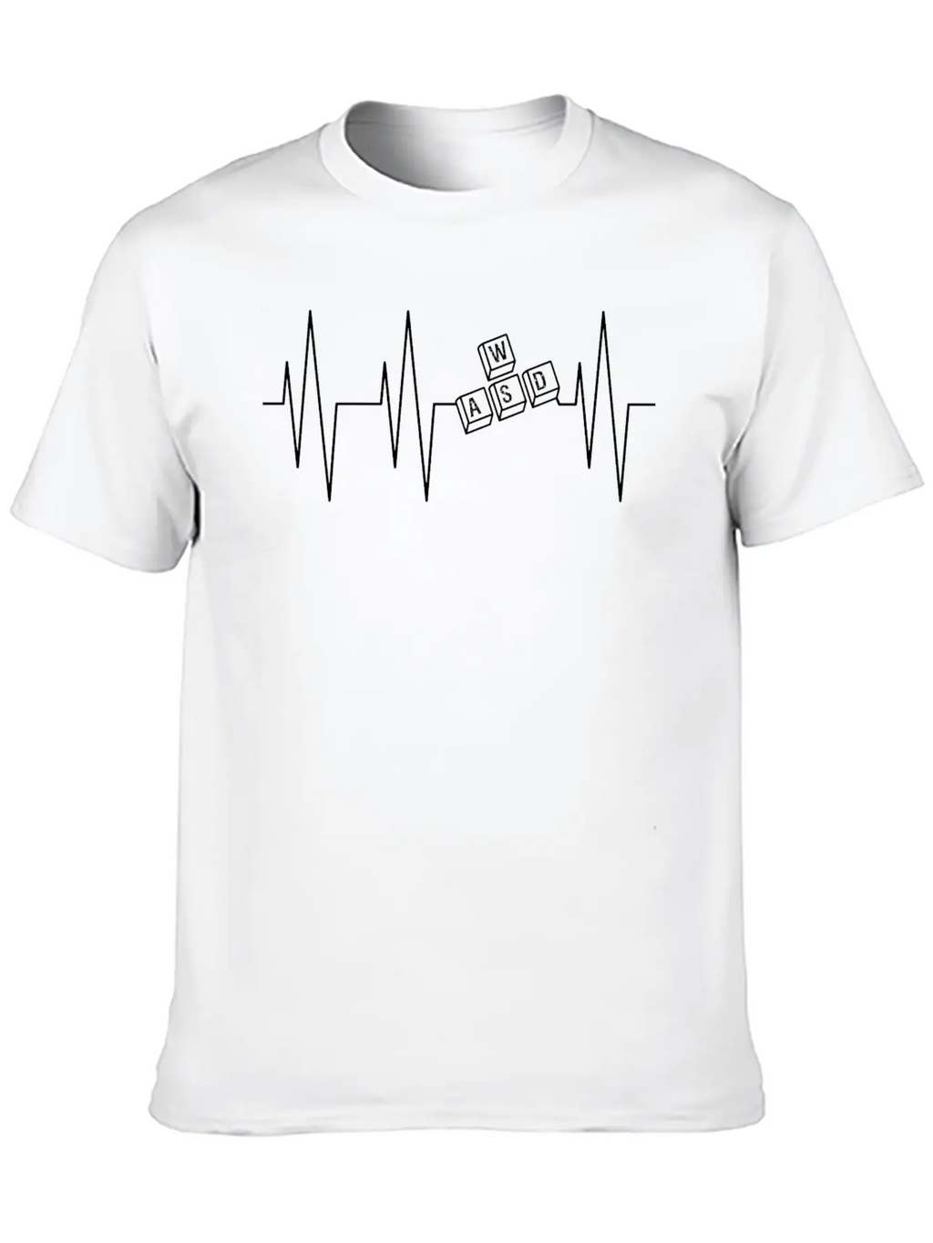 Heartbeat Gamer WASD Keyboard Black Stylish Everyday T-Shirt – Unisex Basic Cotton Tee