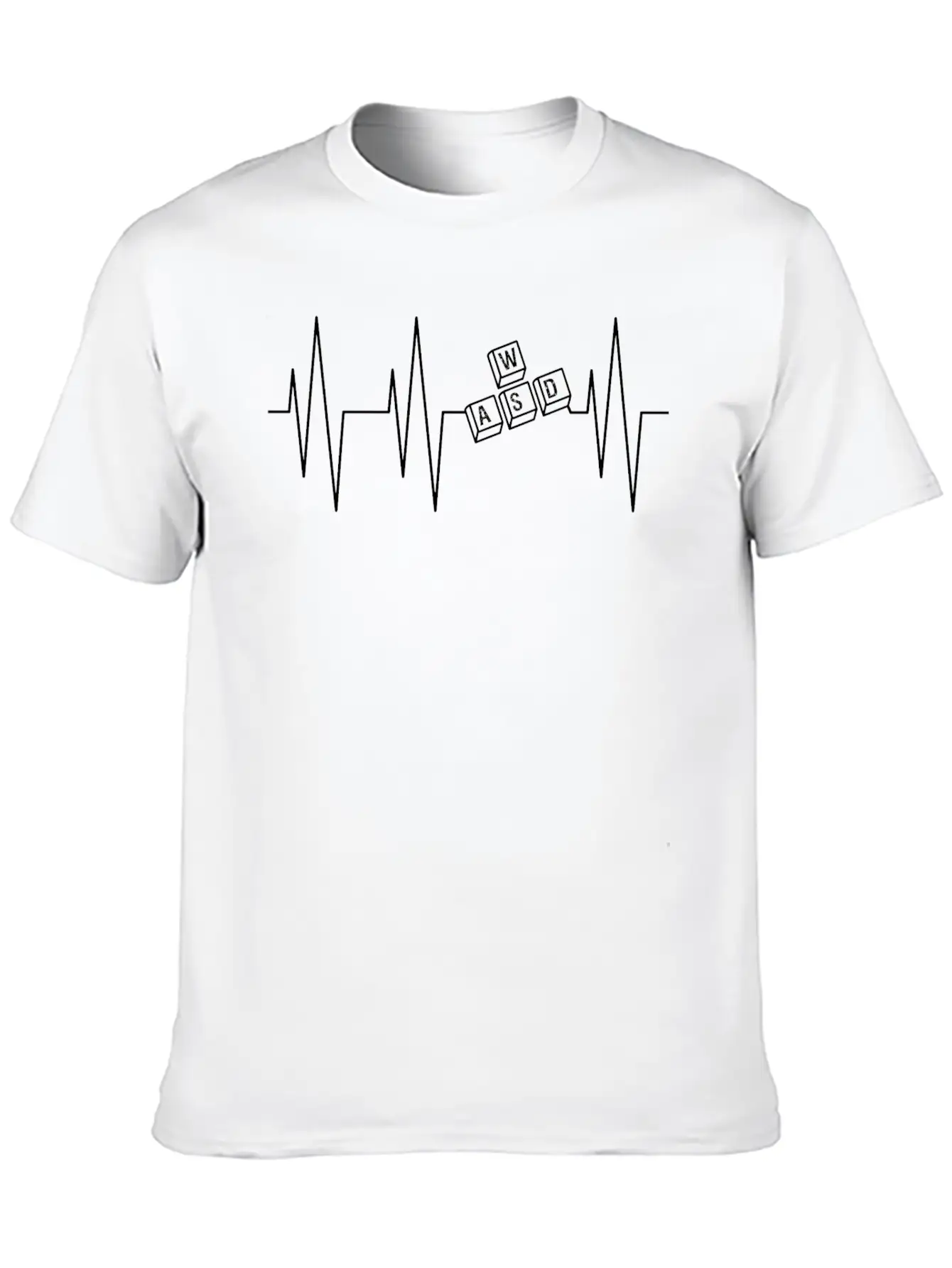 Heartbeat Gamer WASD Keyboard Black Stylish Everyday T-Shirt – Unisex Basic Cotton Tee