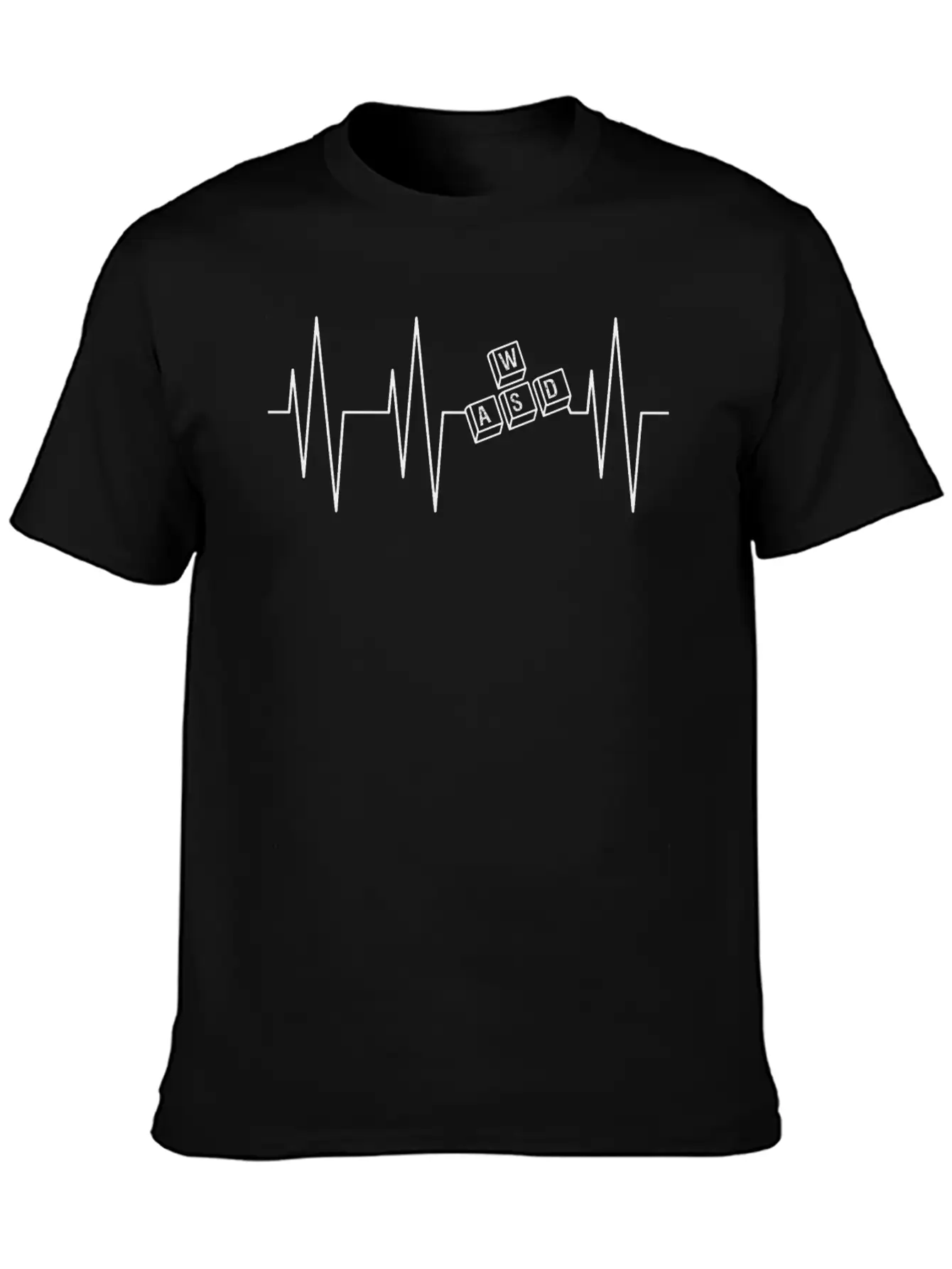 Heartbeat Gamer WASD Keyboard Black Stylish Everyday T-Shirt – Unisex Basic Cotton Tee