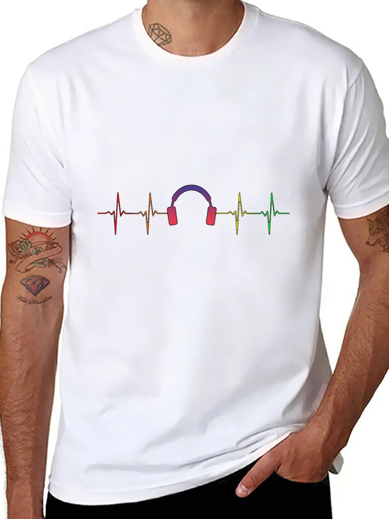 Heartbeat Headphones Pulse! Breathable Soft Cotton T-Shirt – Timeless Casual Look