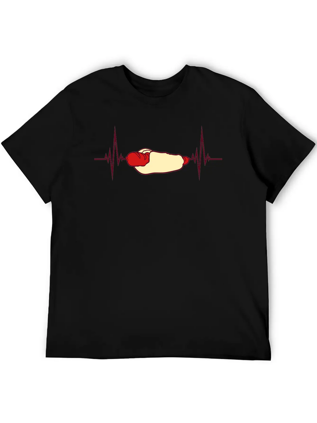 Heartbeat Hot Dog Pulse Frequency Bratwurst Bun Stylish Everyday T-Shirt – Unisex Basic Cotton Tee