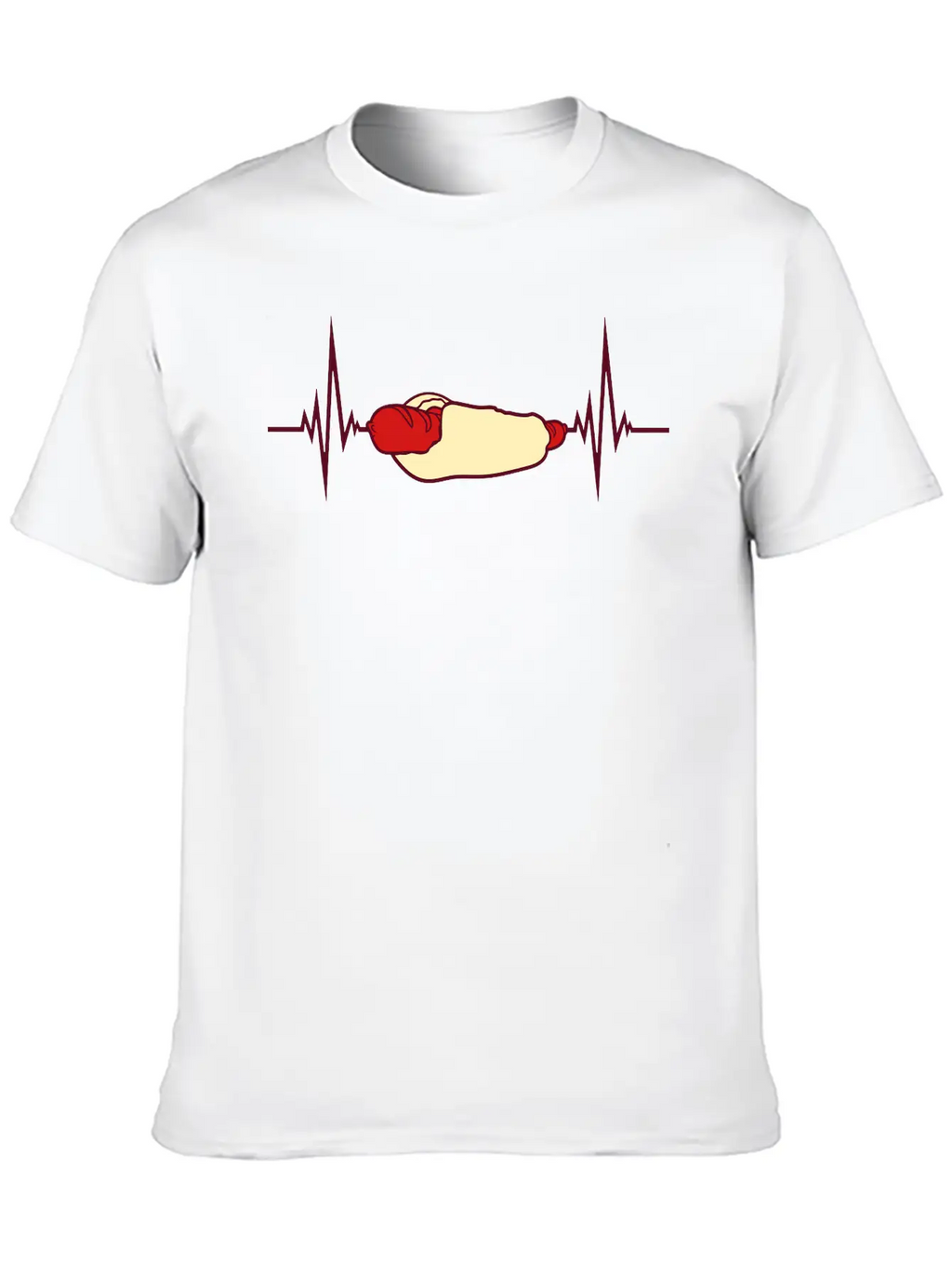 Heartbeat Hot Dog Pulse Frequency Bratwurst Bun Stylish Everyday T-Shirt – Unisex Basic Cotton Tee