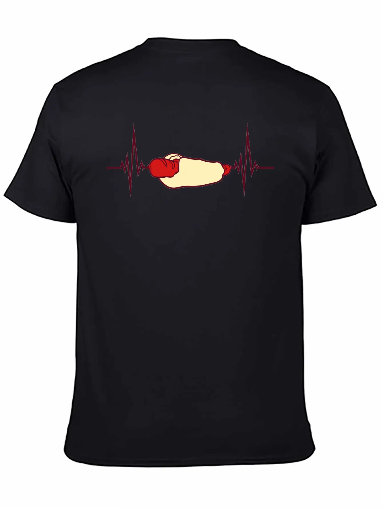Heartbeat Hot Dog Pulse Frequency Bratwurst Bun Stylish Everyday T-Shirt – Unisex Basic Cotton Tee