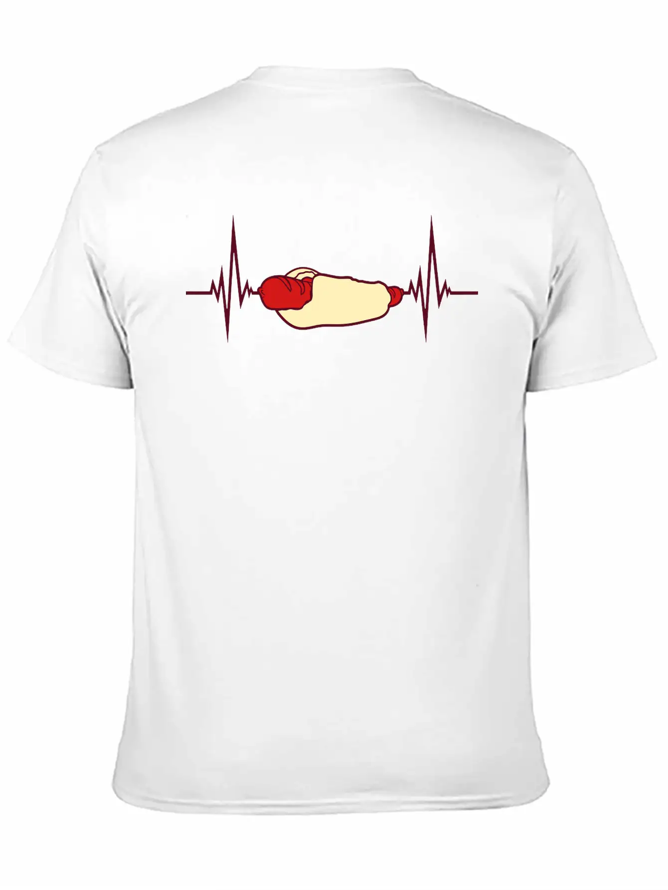 Heartbeat Hot Dog Pulse Frequency Bratwurst Bun Stylish Everyday T-Shirt – Unisex Basic Cotton Tee