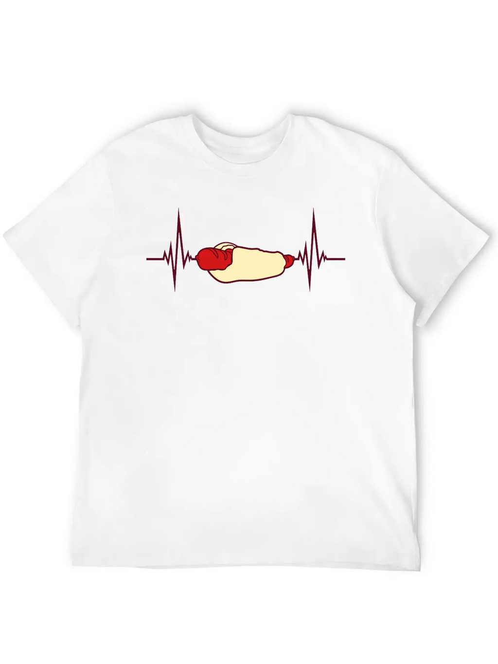 Heartbeat Hot Dog Pulse Frequency Bratwurst Bun Stylish Everyday T-Shirt – Unisex Basic Cotton Tee