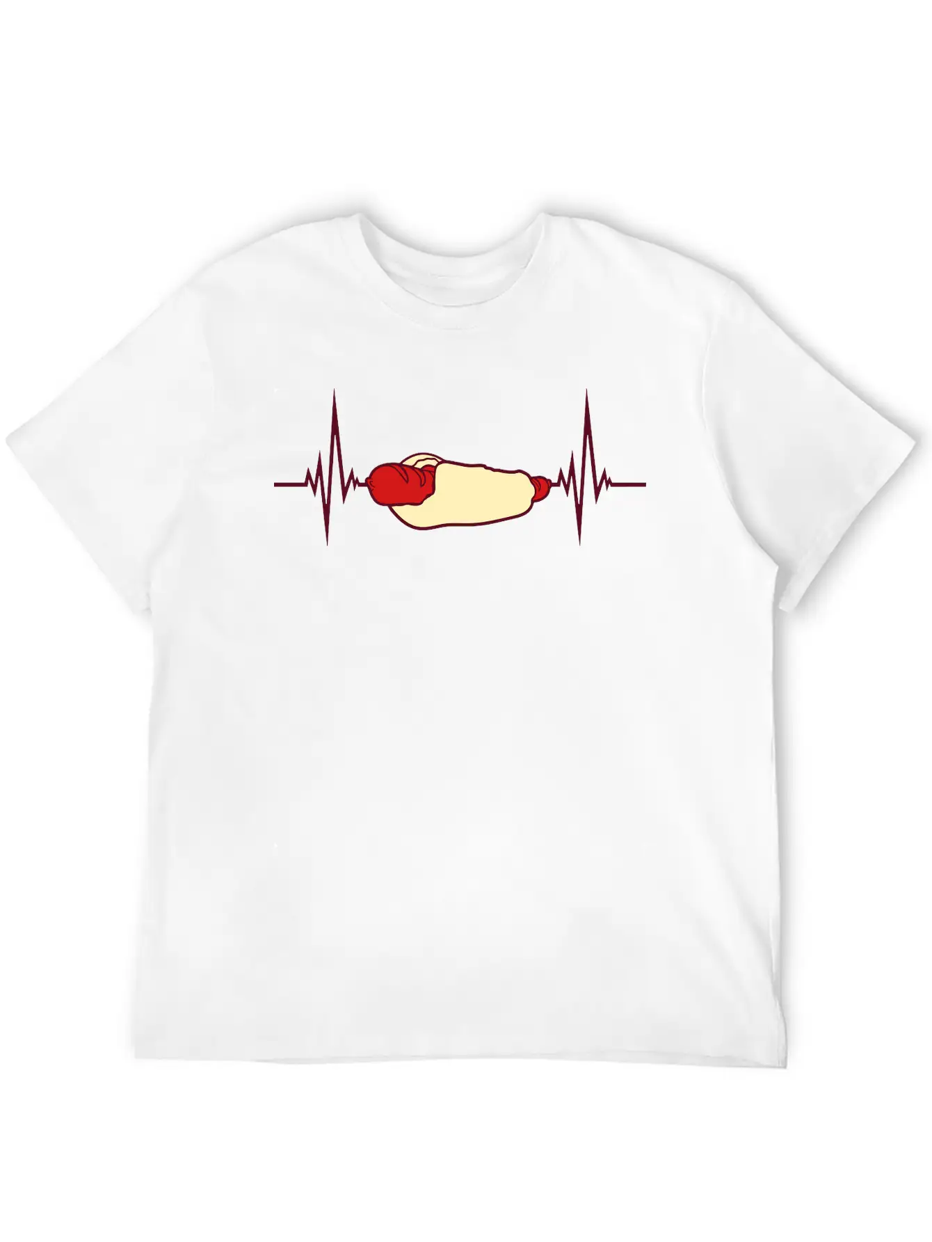 Heartbeat Hot Dog Pulse Frequency Bratwurst Bun Stylish Everyday T-Shirt – Unisex Basic Cotton Tee