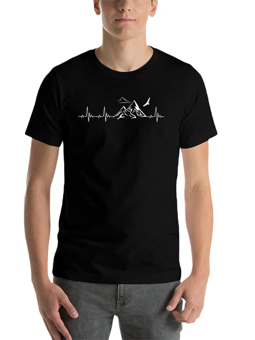 Heartbeat Mountain For Mountain Lovers Unisex Short Sleeve Soft Cotton T-Shirt – Casual Everyday Wear